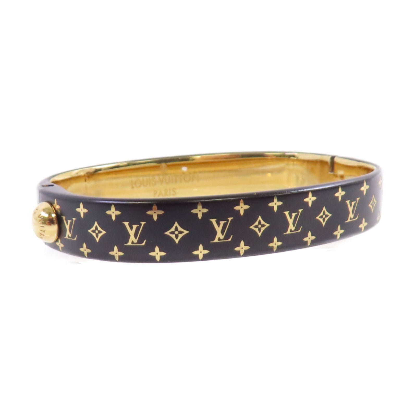 LOUIS VUITTON 金屬/Monogram Authentic LV Bangle手鐲黑色#S
