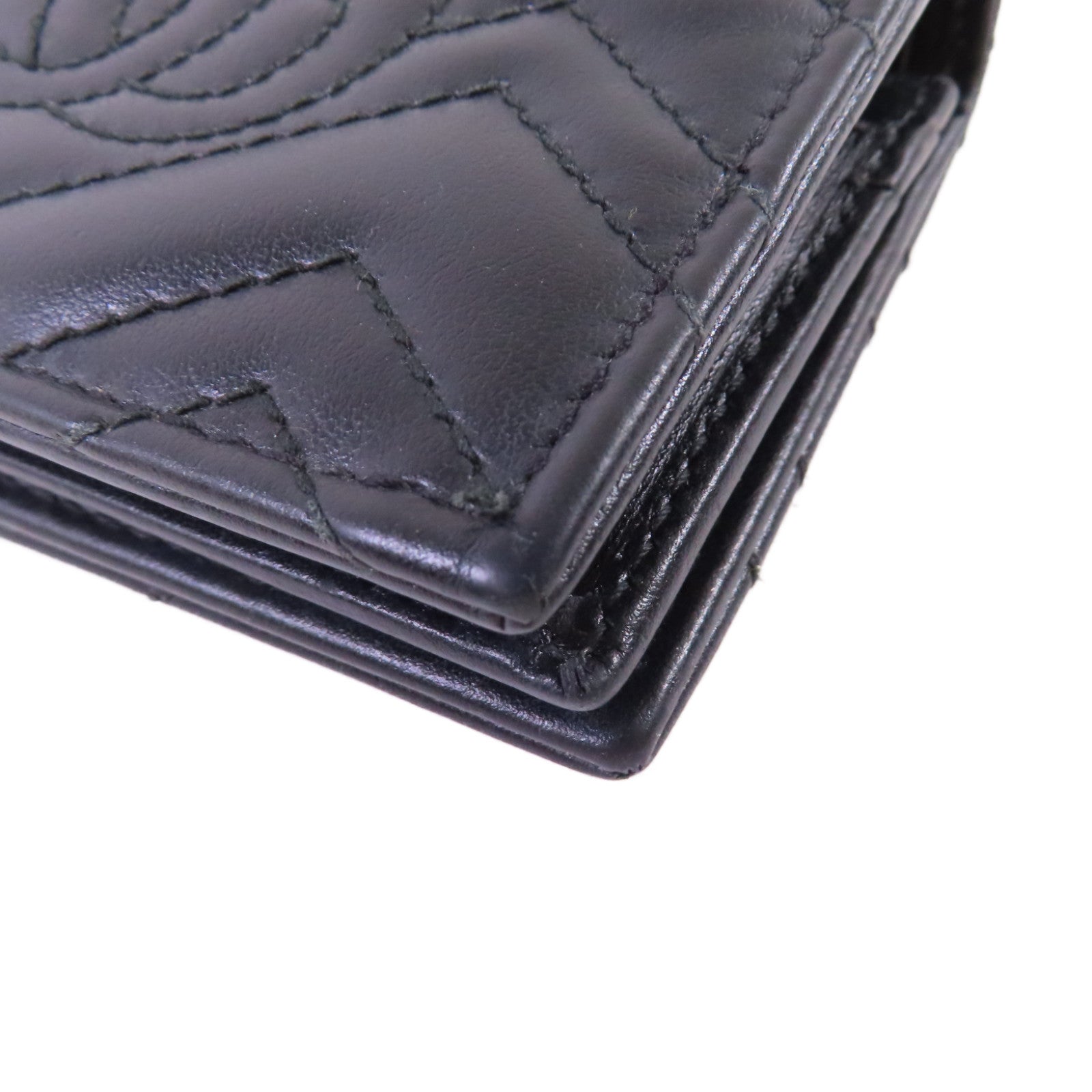 GUCCI 牛皮皮革GG Marmont Mini Wallet金扣短錢包黑色