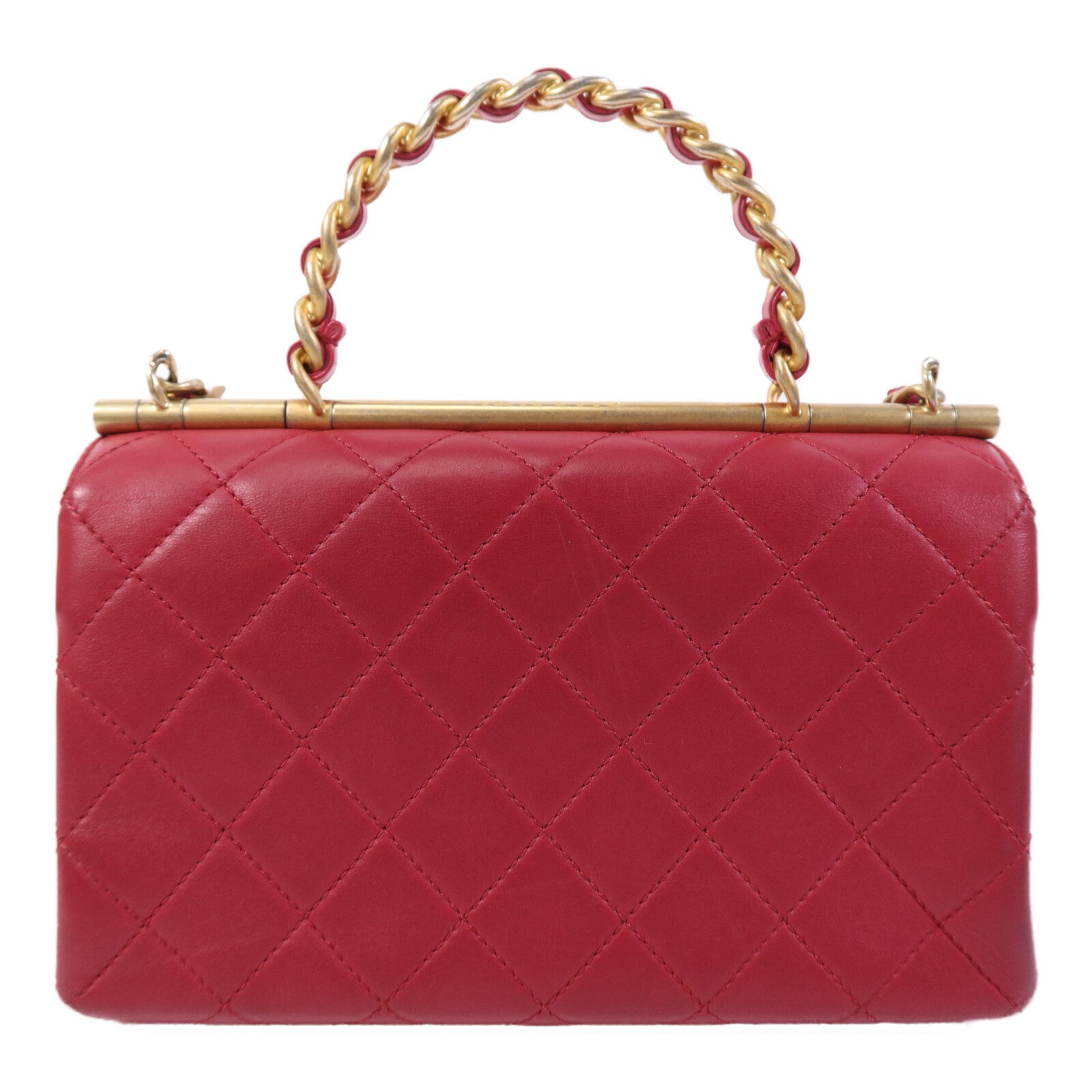 CHANEL 牛皮皮革Chain Shoulder Bag金扣鏈帶手挽肩背兩用袋