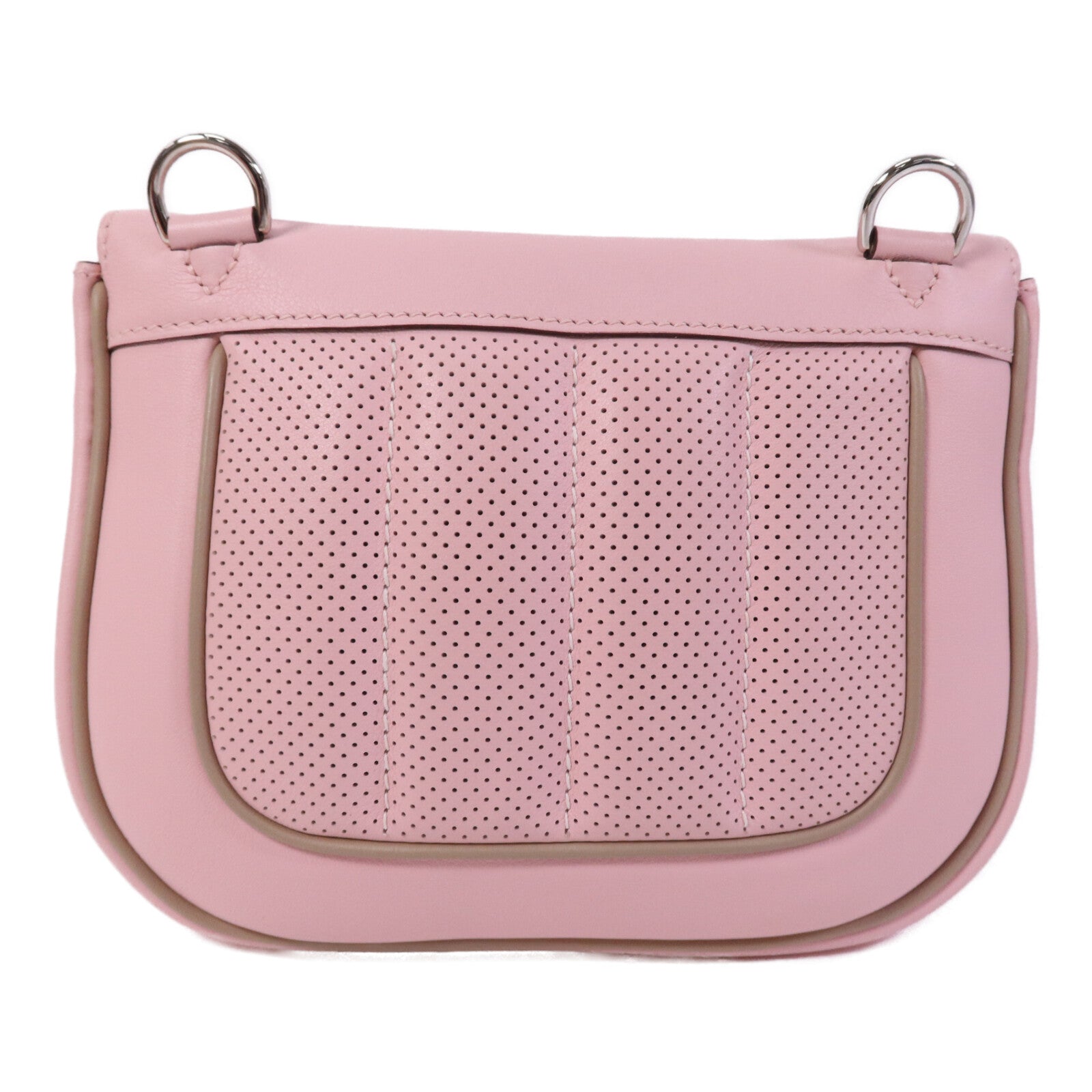HERMES Swift皮革Mini Berline銀扣肩背袋Argile/Rose Sakura