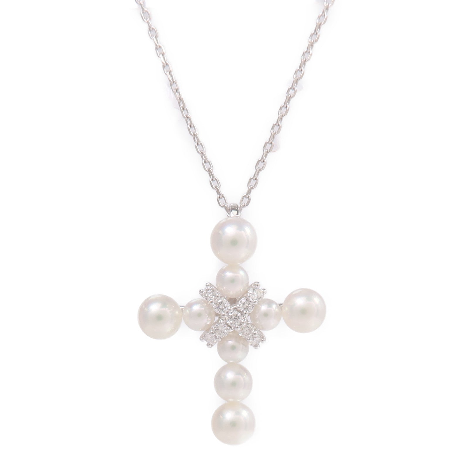 MIKIMOTO 18K白金Pearl Diamond Necklace珍珠/鑽石項鍊