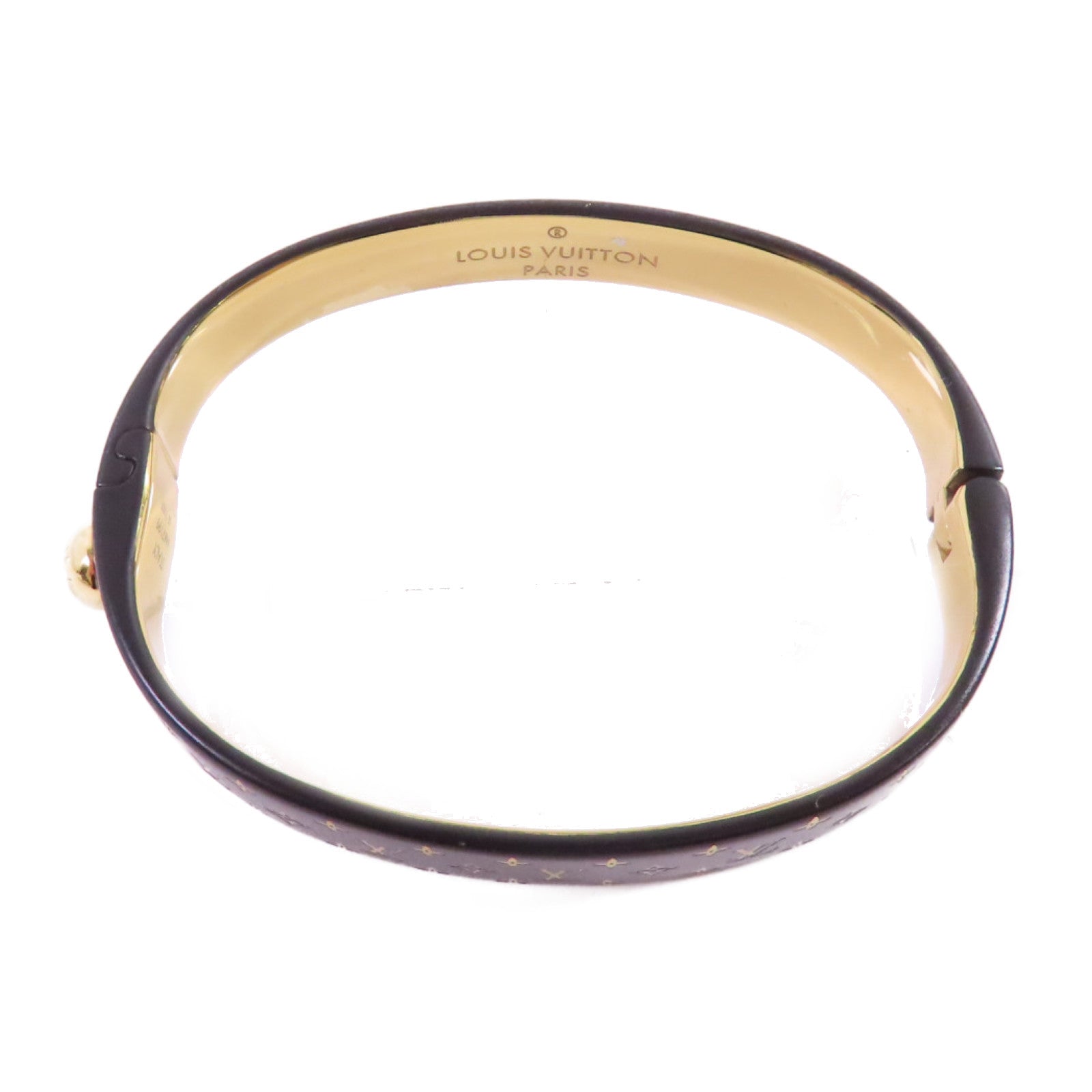 LOUIS VUITTON 金屬/Monogram Authentic LV Bangle手鐲黑色#S