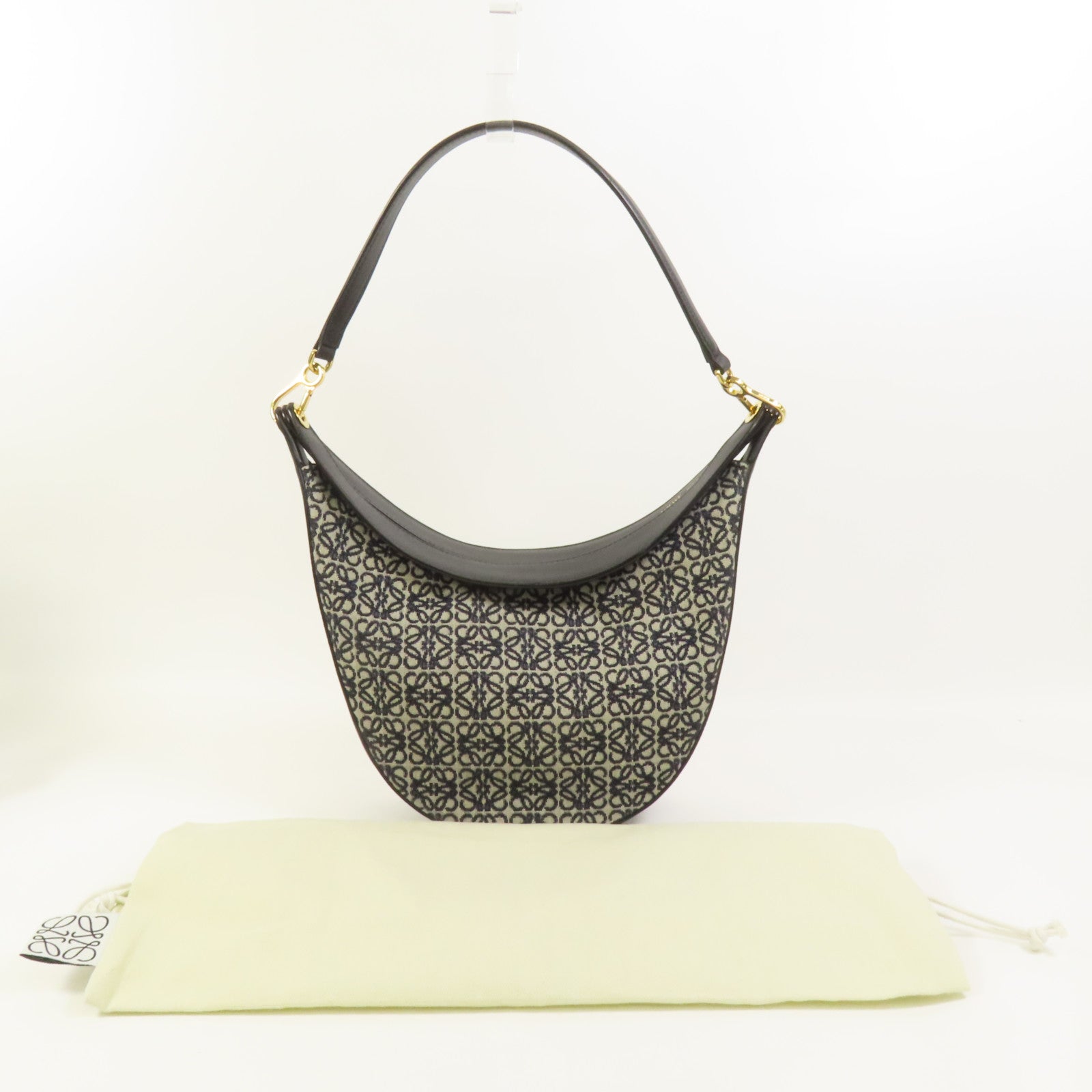 LOEWE 帆布Luna Bag金扣肩背袋
