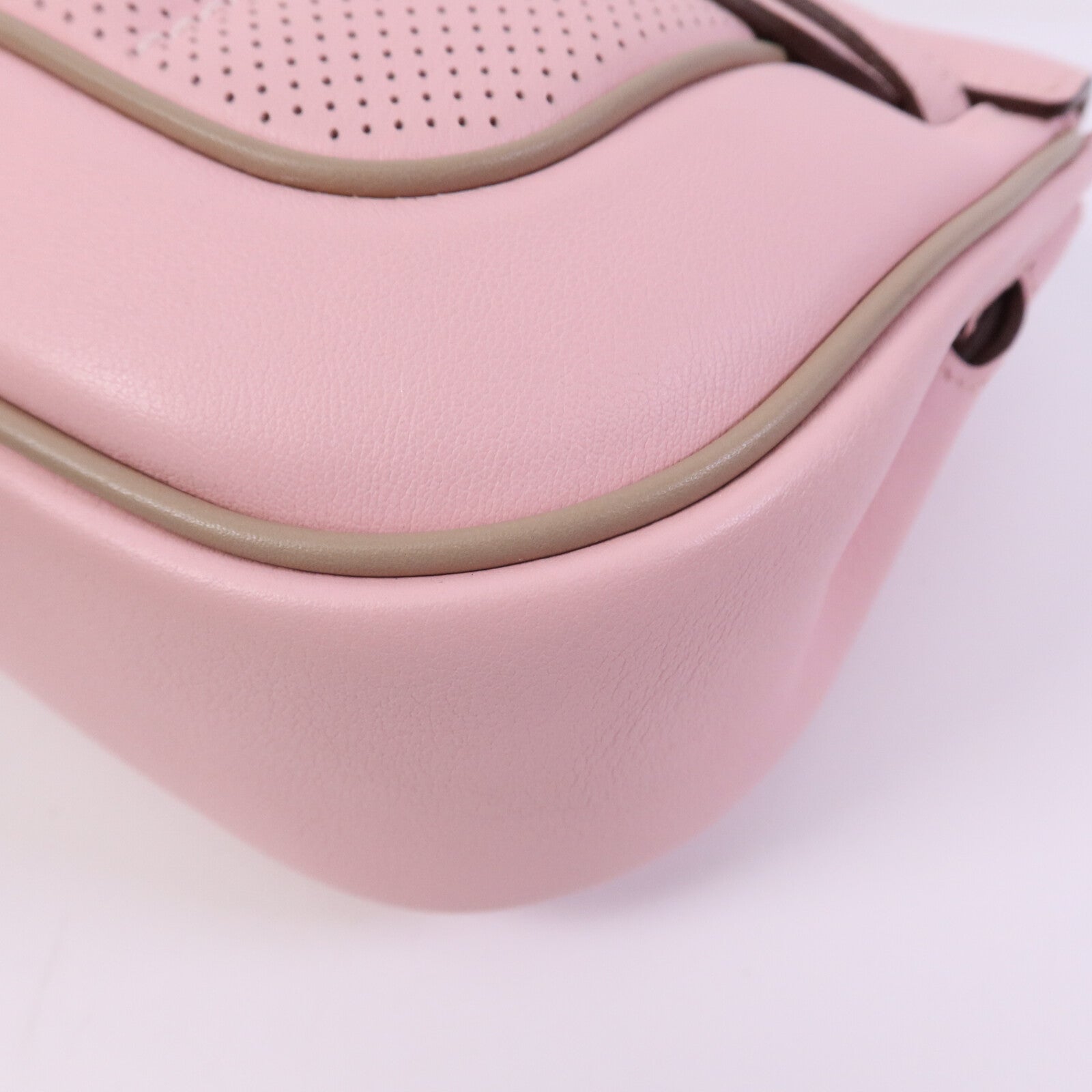 HERMES Swift皮革Mini Berline銀扣肩背袋Argile/Rose Sakura