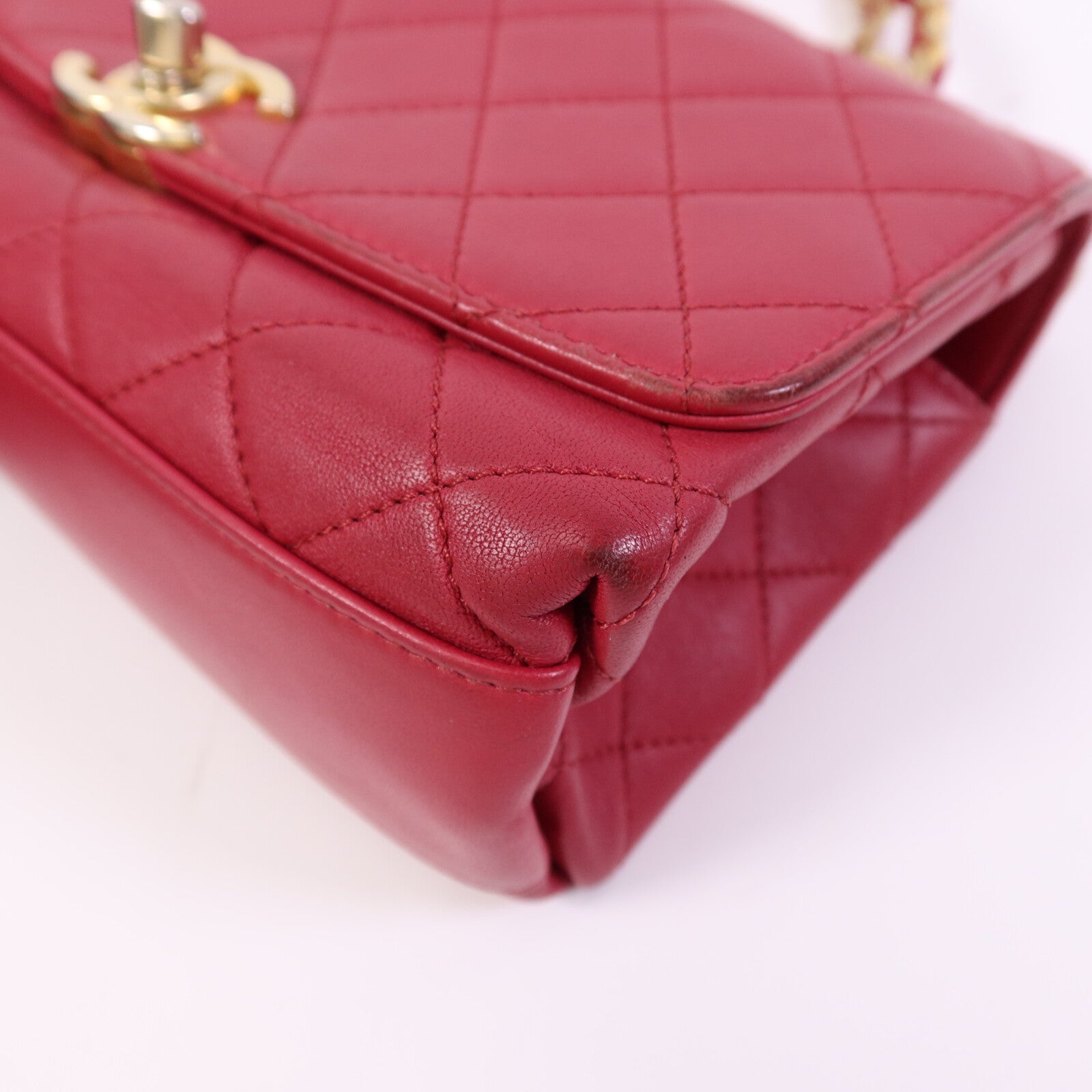 CHANEL 牛皮皮革Chain Shoulder Bag金扣鏈帶手挽肩背兩用袋