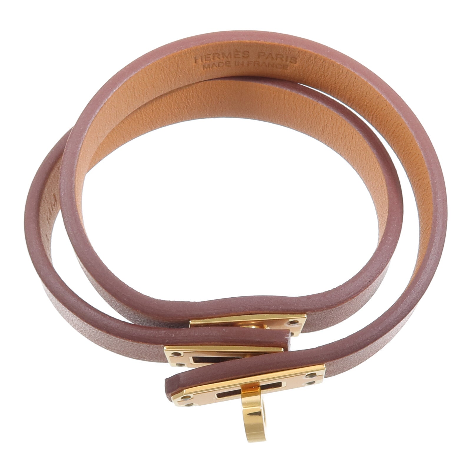 HERMES Swift皮革Kelly Double Tour Bracelet手帶Gold