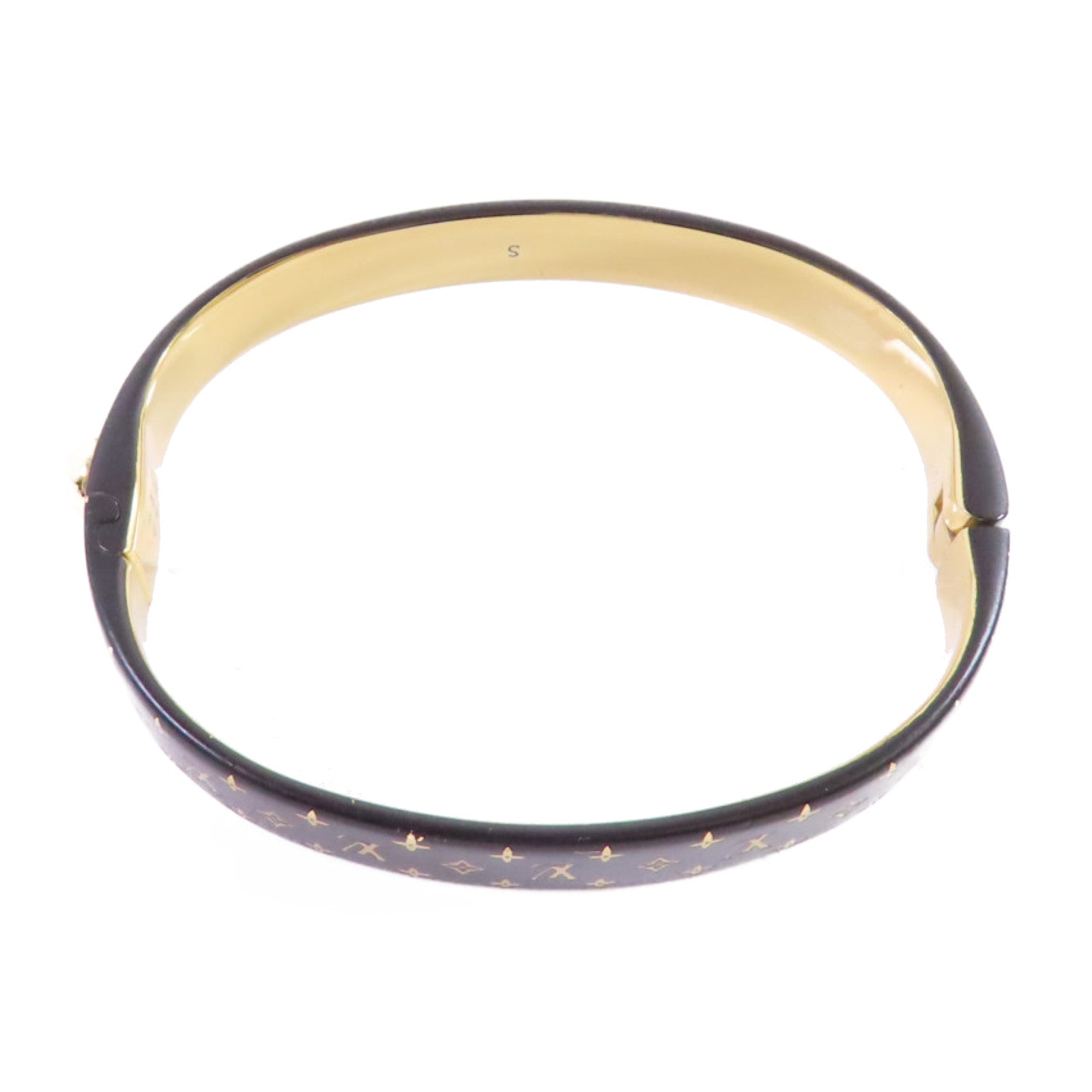 LOUIS VUITTON 金屬/Monogram Authentic LV Bangle手鐲黑色#S