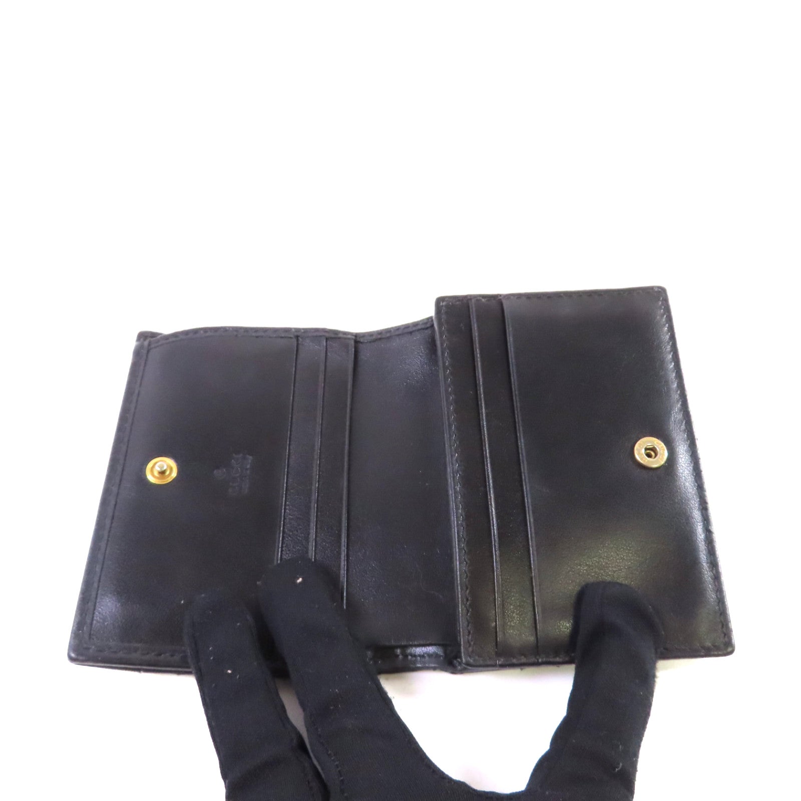 GUCCI 牛皮皮革GG Marmont Mini Wallet金扣短錢包黑色