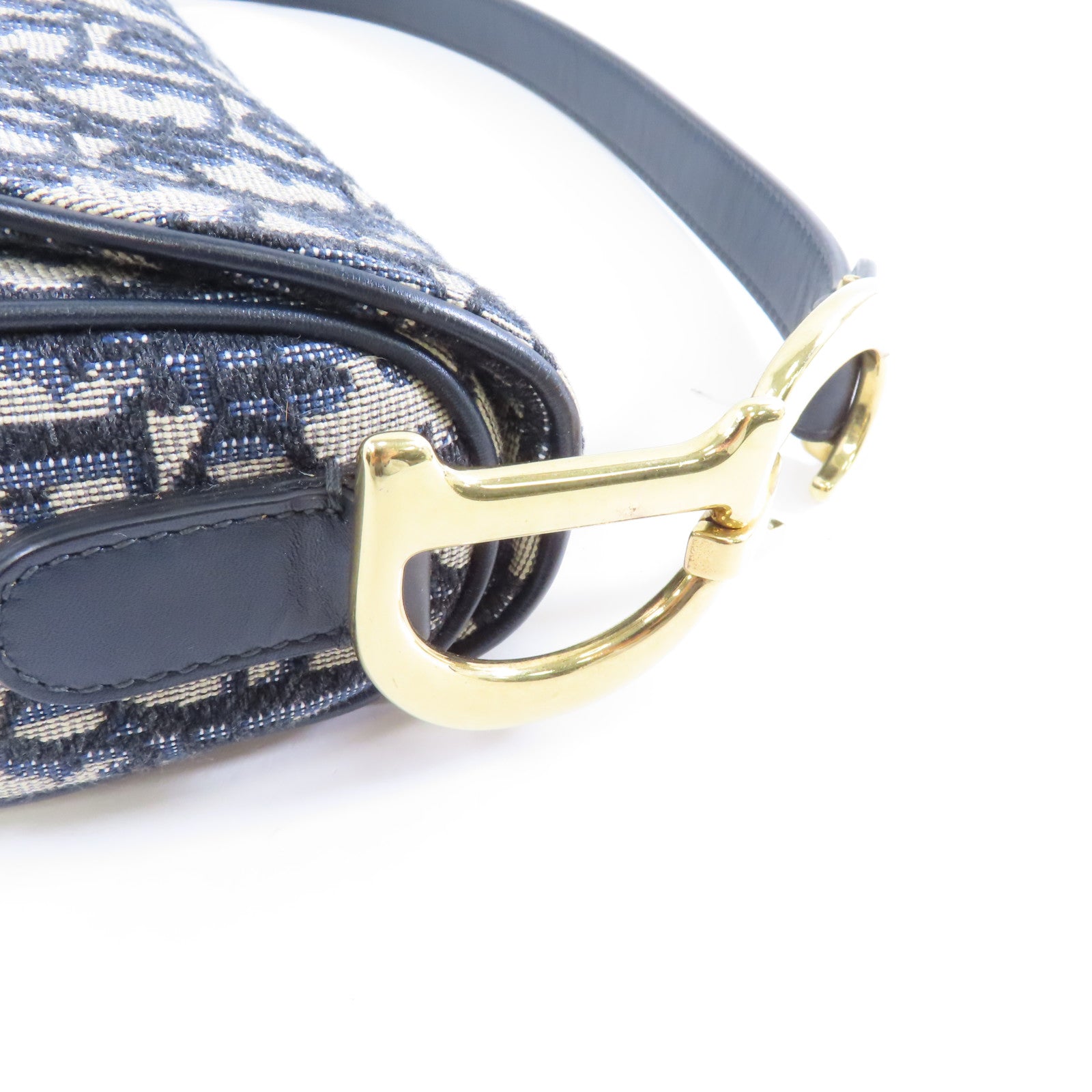 Dior 帆布Saddle金扣肩背袋深藍色