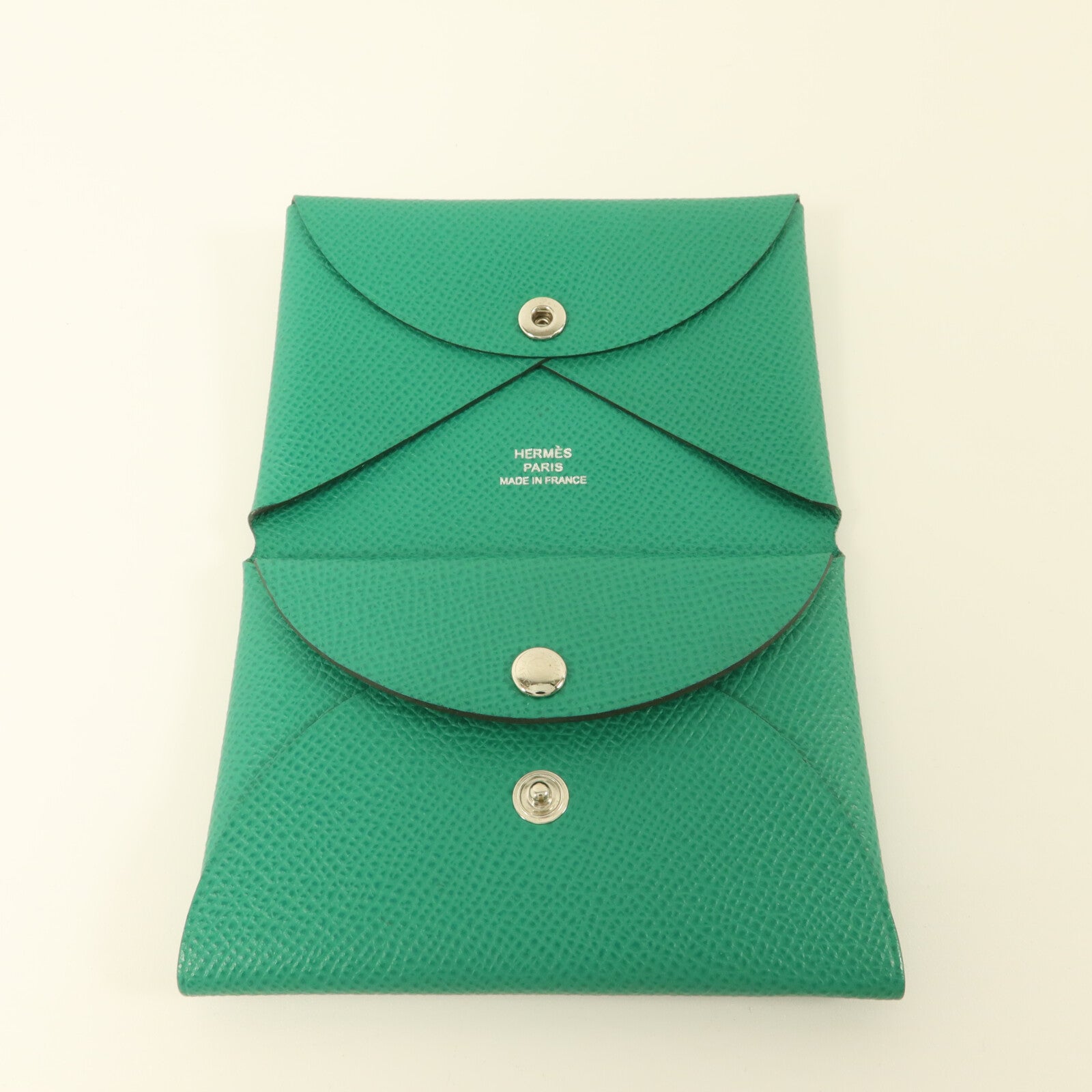 HERMES Epsom皮革Calvi Duo Compact Card Holder卡片套Vert Vertigo