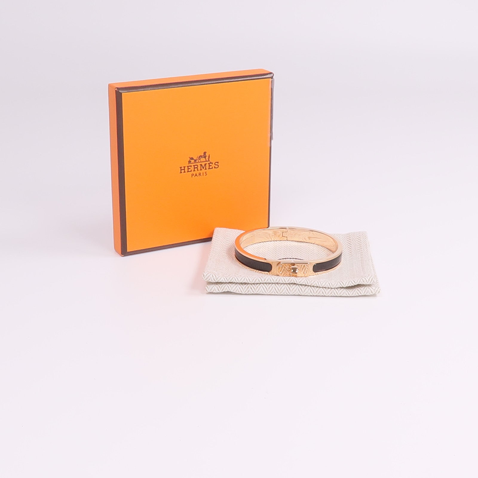 HERMES 金屬/琺瑯Mini Clic Kelly Bracelet手鐲Noir