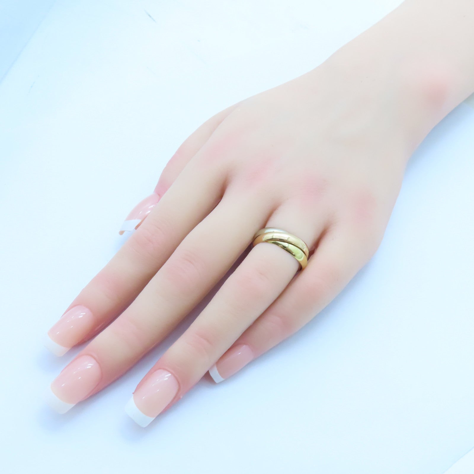 CARTIER 18K黃金/白金/玫瑰金Trinity戒指Cartier#50/US#5.25
