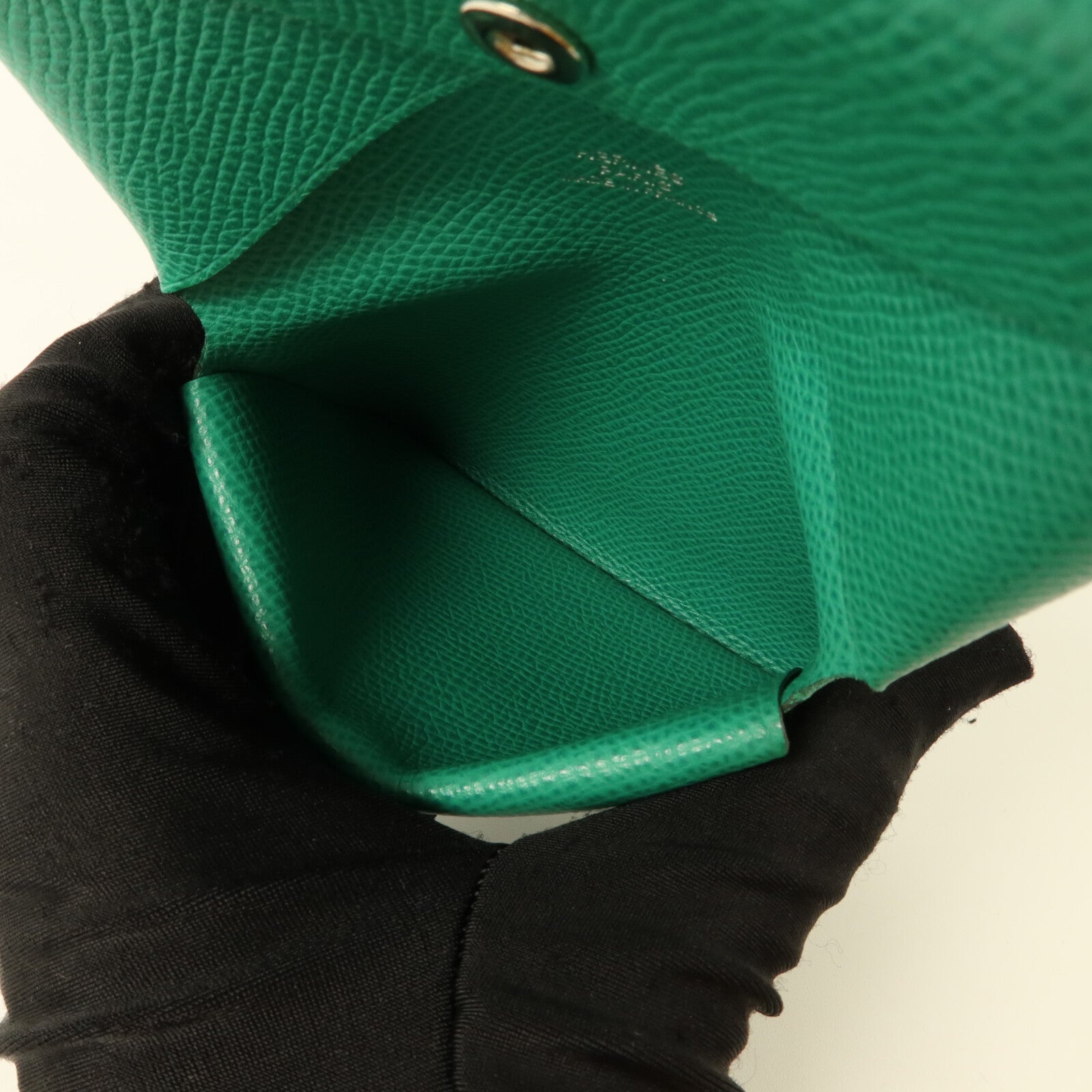 HERMES Epsom皮革Calvi Duo Compact Card Holder卡片套Vert Vertigo