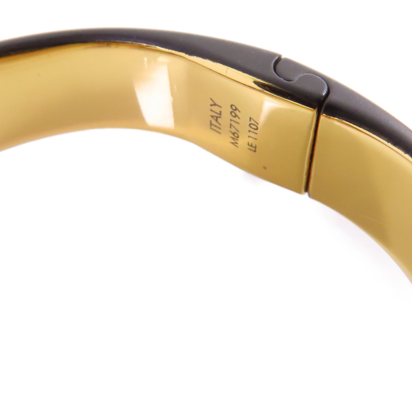 LOUIS VUITTON 金屬/Monogram Authentic LV Bangle手鐲黑色#S