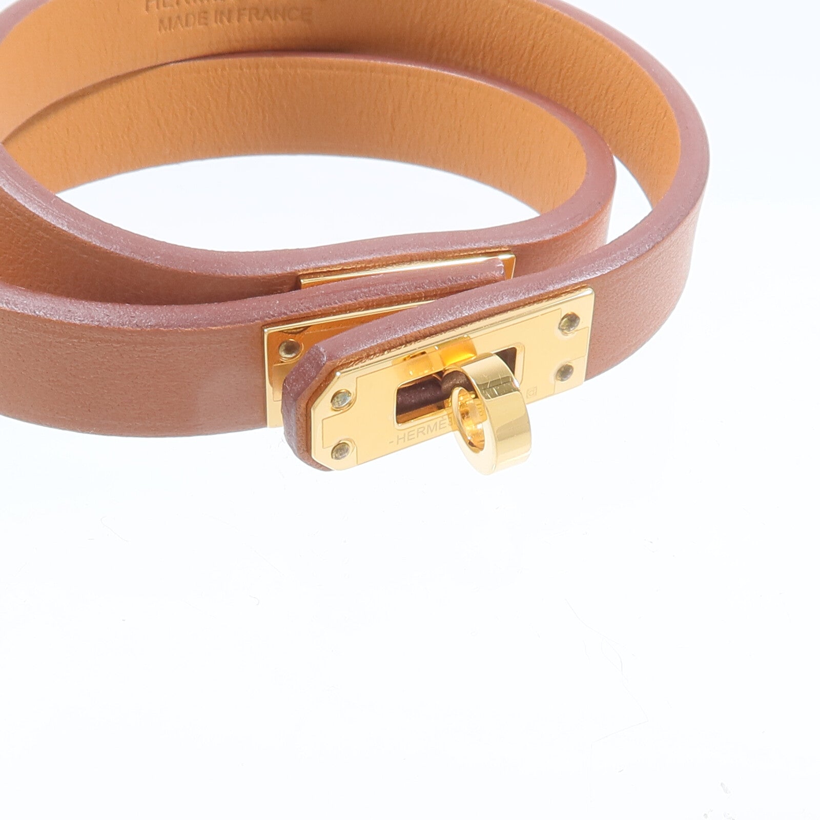 HERMES Swift皮革Kelly Double Tour Bracelet手帶Gold