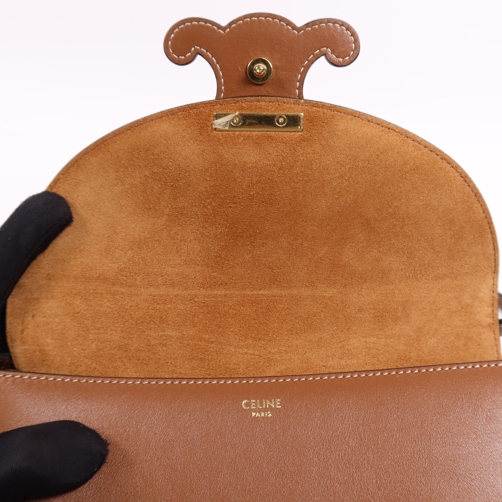 CELINE 牛皮皮革Besace Cuir金扣肩背袋