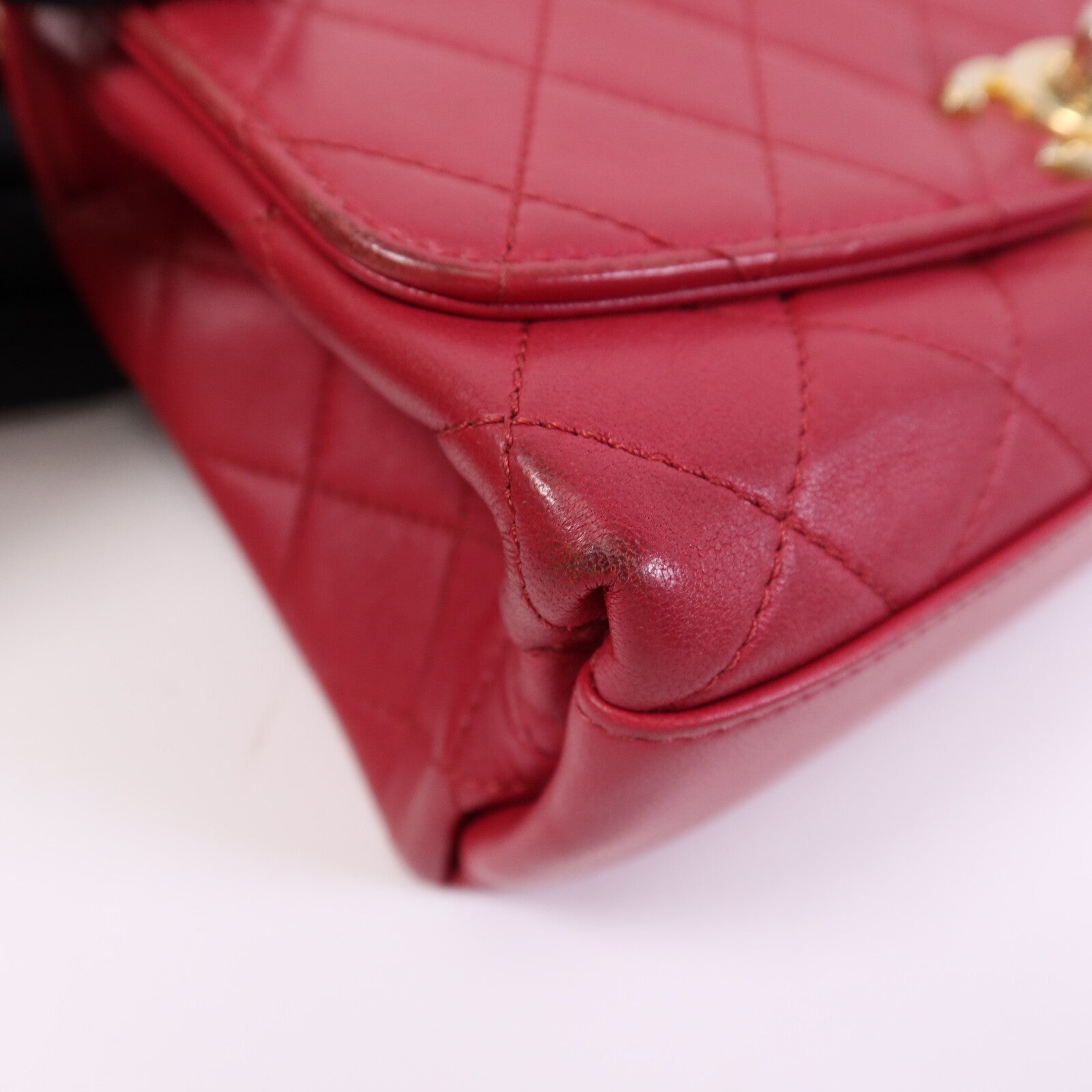 CHANEL 牛皮皮革Chain Shoulder Bag金扣鏈帶手挽肩背兩用袋