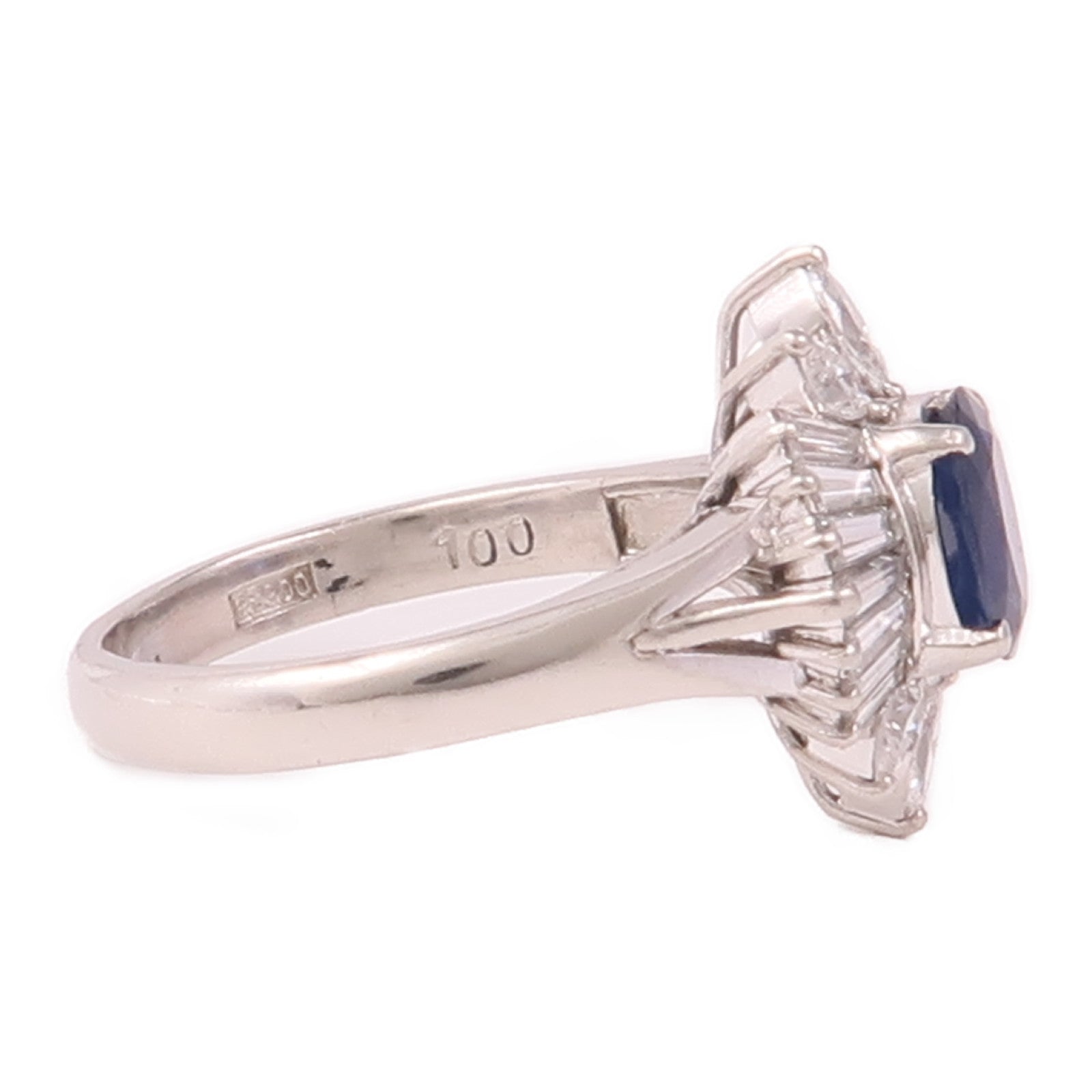 JEWELRY 【激減優惠】PT900鉑金/Sapphire/Diamond Ring藍寶石/鑽石戒指US#6.75