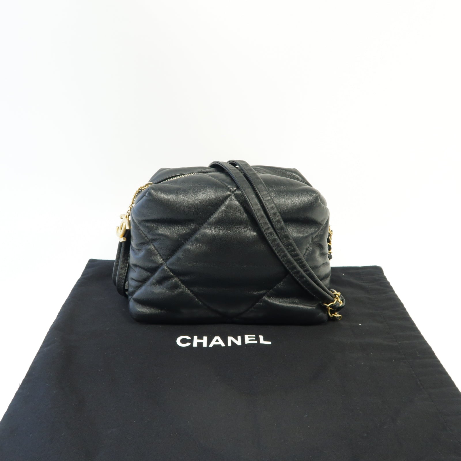 CHANEL **【激減優惠】菱格牛皮皮革Chain Shoulder Bag金扣鏈帶肩背袋黒色