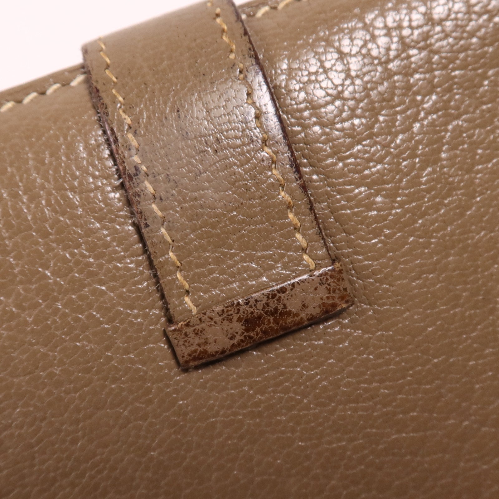 HERMES 【激減優惠】Chevre皮革Bearn Wallet金扣長錢包Etoupe