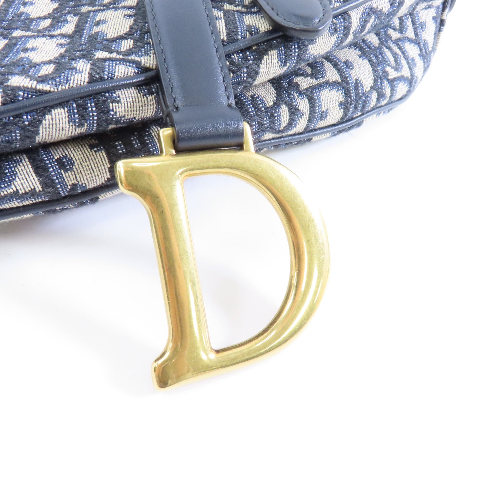 Dior 帆布Saddle金扣肩背袋深藍色