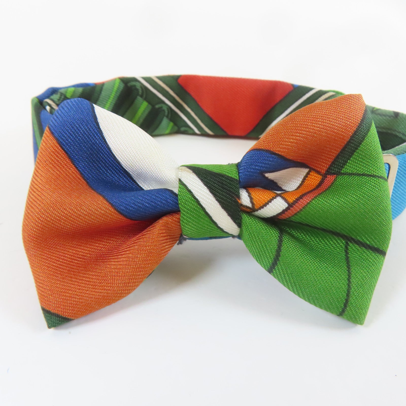 HERMES 【激減優惠】絲質Bow Tie銀扣領結啡色/綠色/藍色