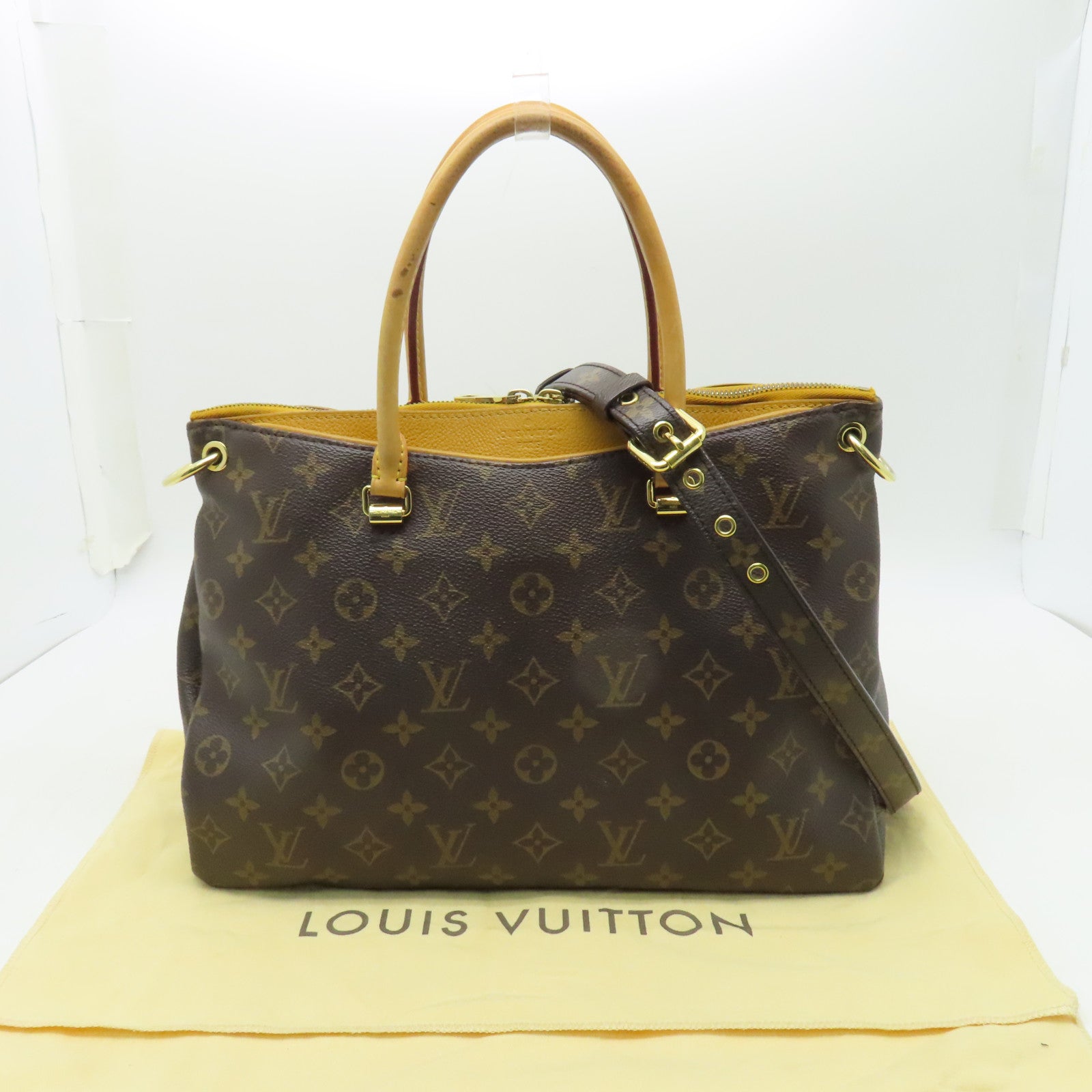 LOUIS VUITTON **【清倉大減價】Monogram皮革Pallas金扣肩背袋黃色/啡色