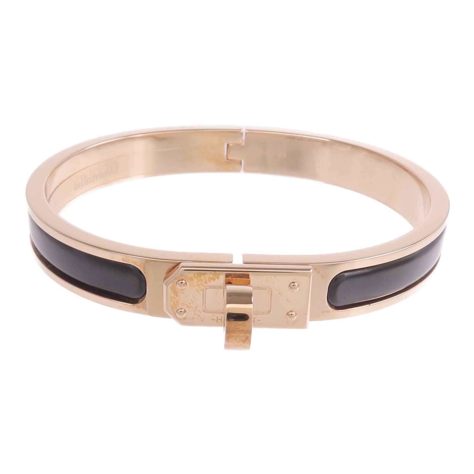 HERMES 金屬/琺瑯Mini Clic Kelly Bracelet手鐲Noir