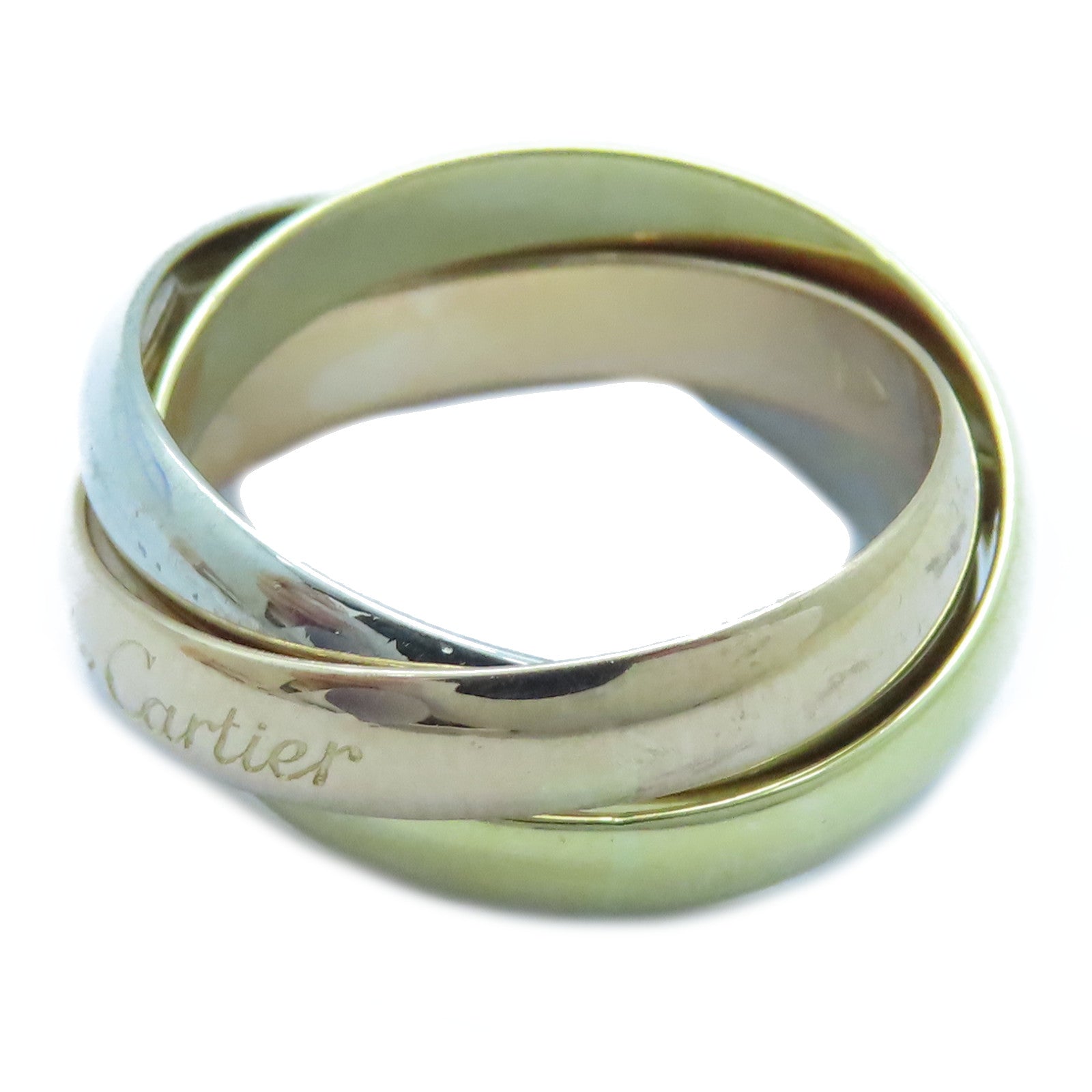 CARTIER 18K黃金/白金/玫瑰金Trinity戒指Cartier#50/US#5.25