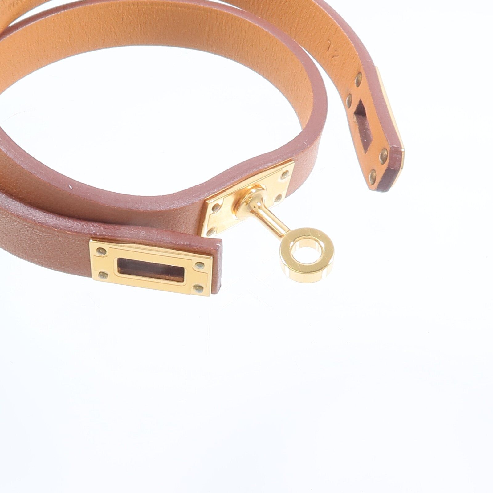 HERMES Swift皮革Kelly Double Tour Bracelet手帶Gold