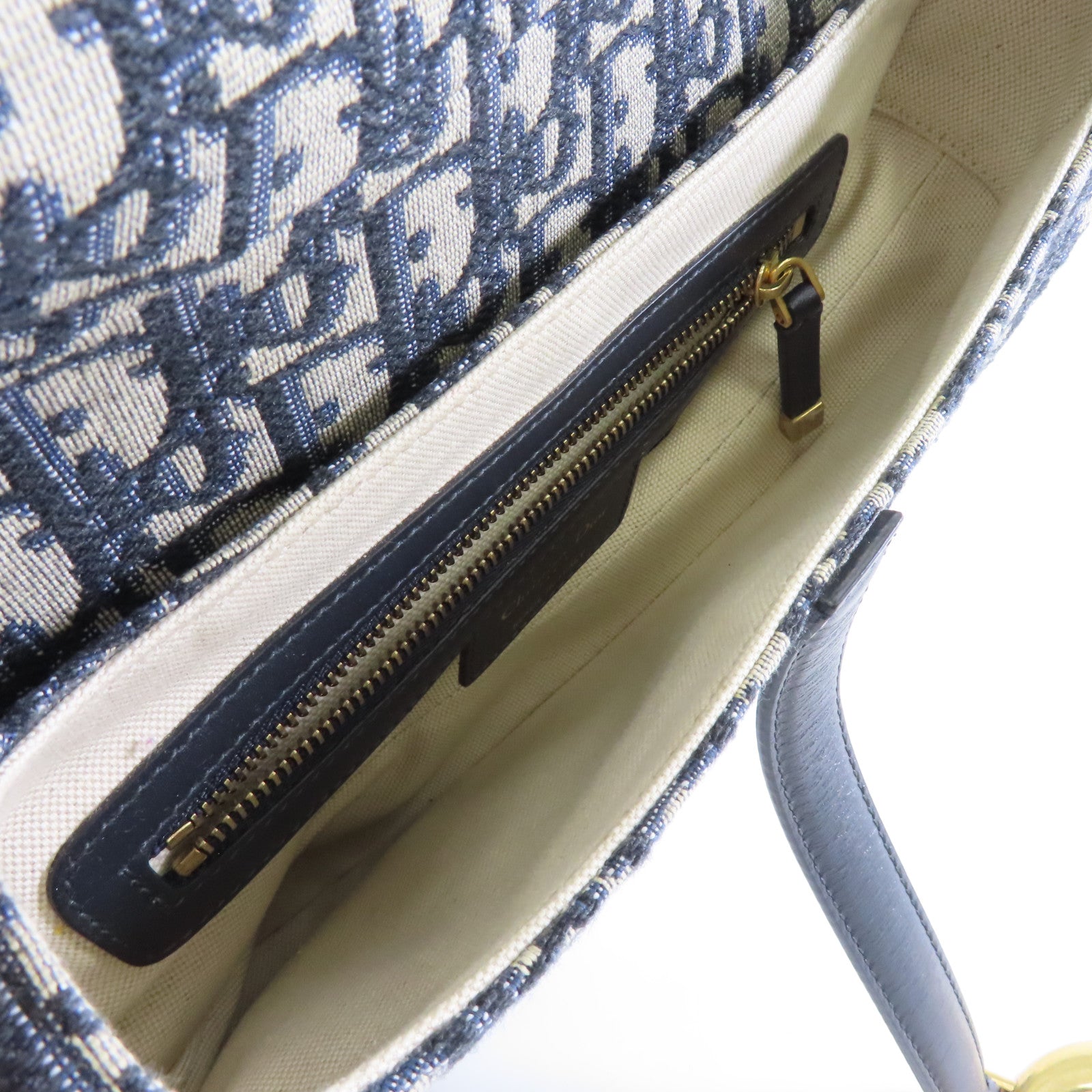 Dior 帆布Saddle金扣肩背袋深藍色