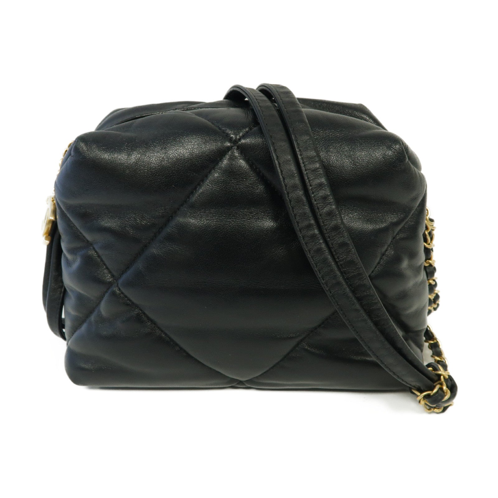CHANEL **【激減優惠】菱格牛皮皮革Chain Shoulder Bag金扣鏈帶肩背袋黒色