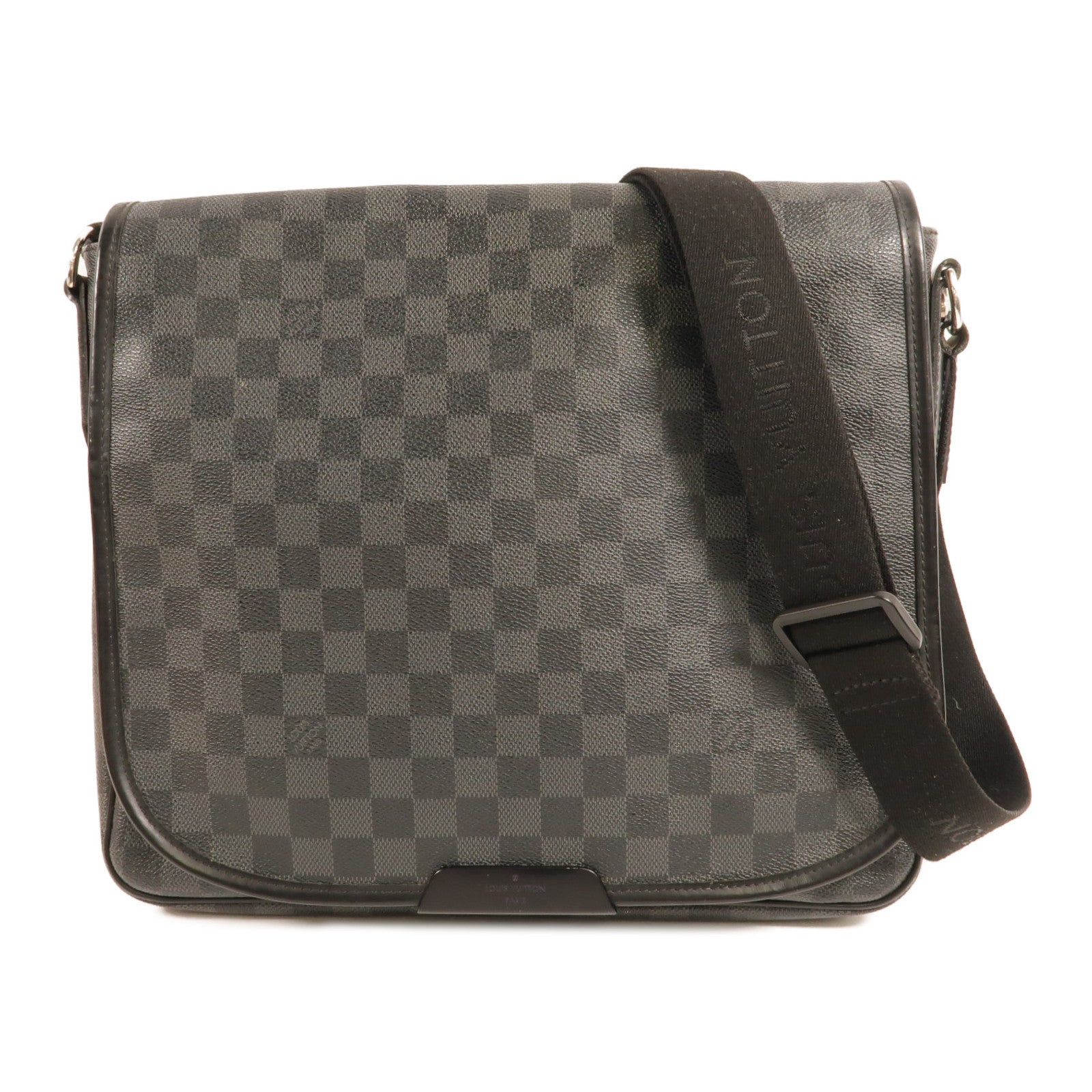 LOUIS VUITTON Damier Graghite Daniel MM銀扣肩背袋