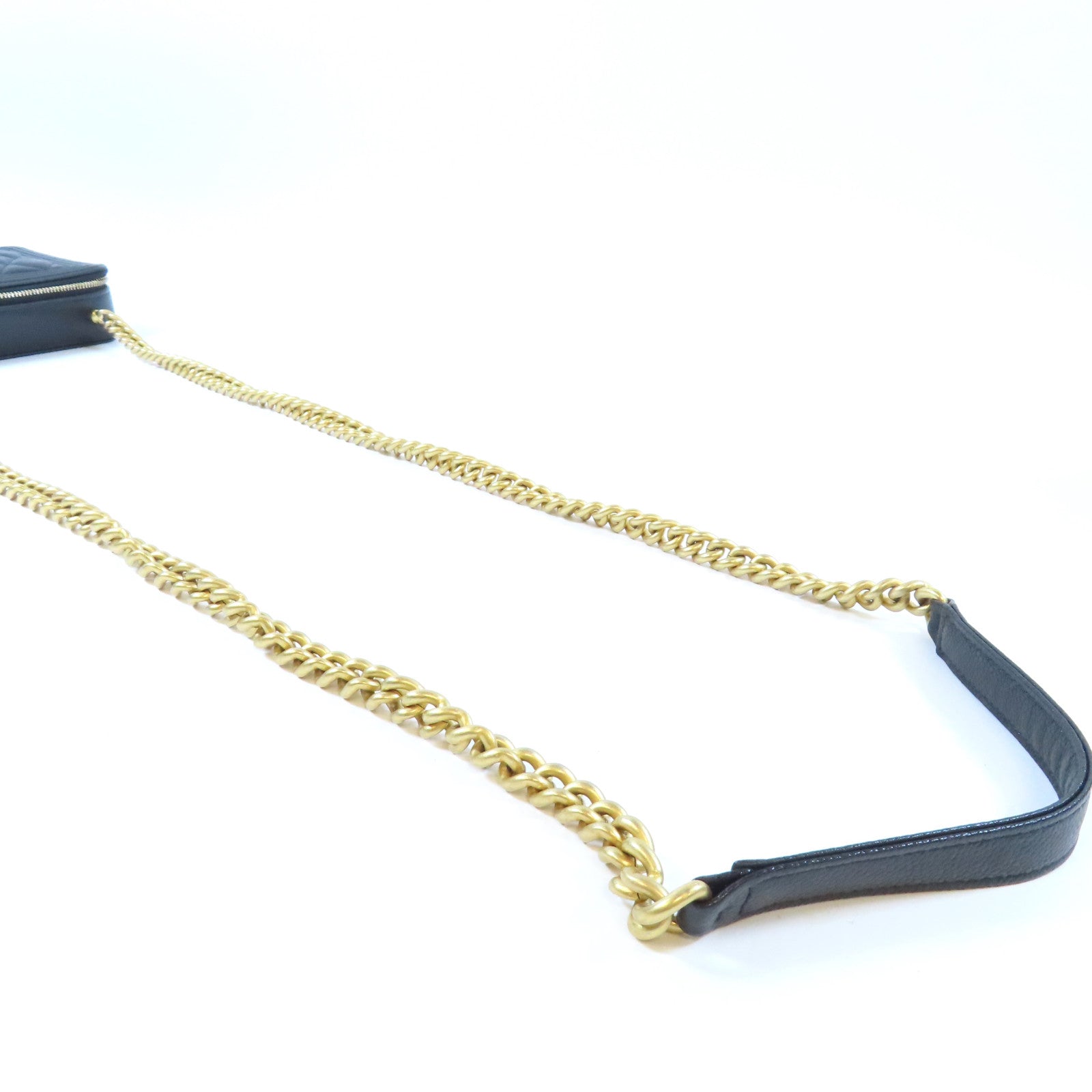 CHANEL 菱格Caviar皮革Boy Wallet On Chain金扣鏈帶肩背袋黑色