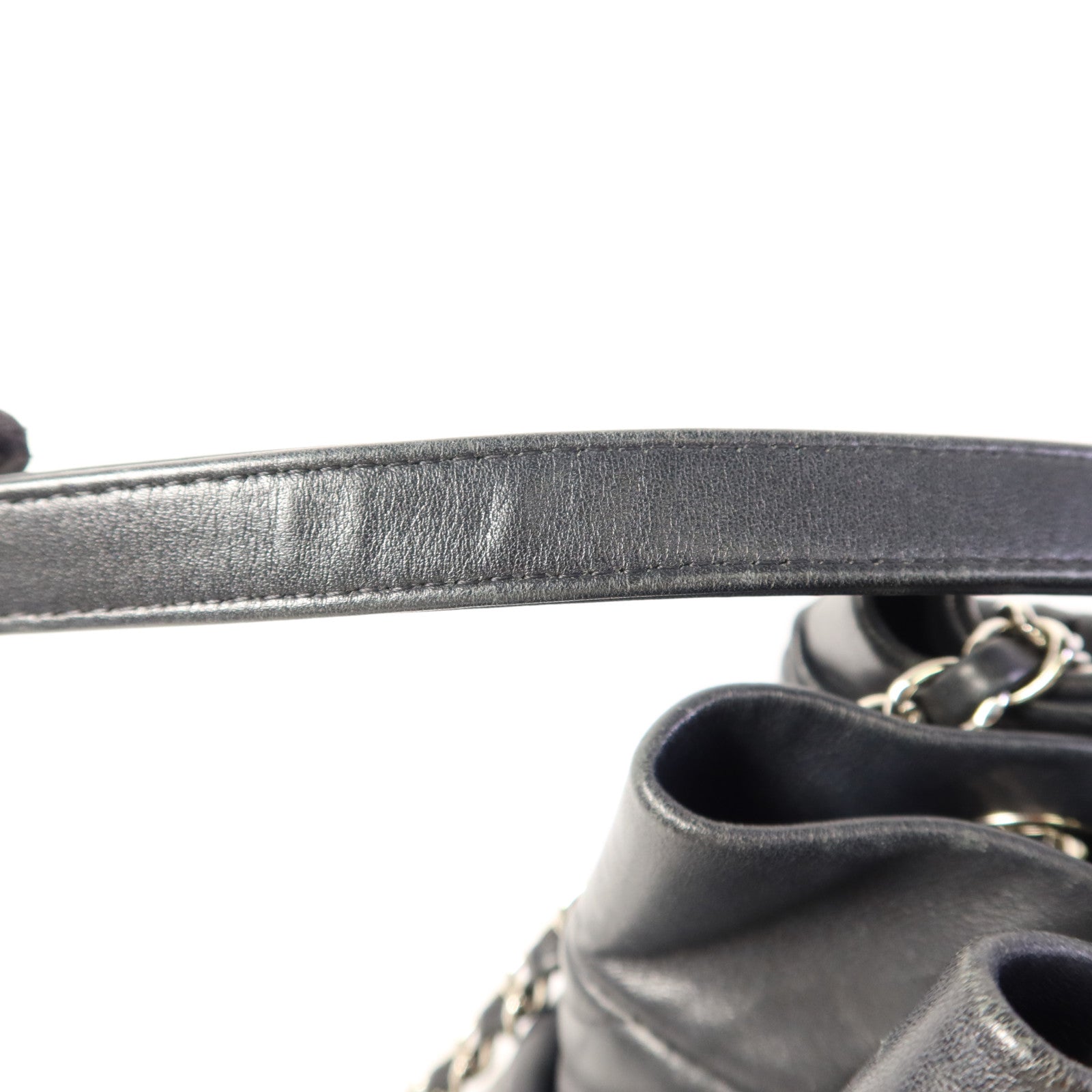 CHANEL 羊皮皮革Shoulder Bag銀扣肩背袋