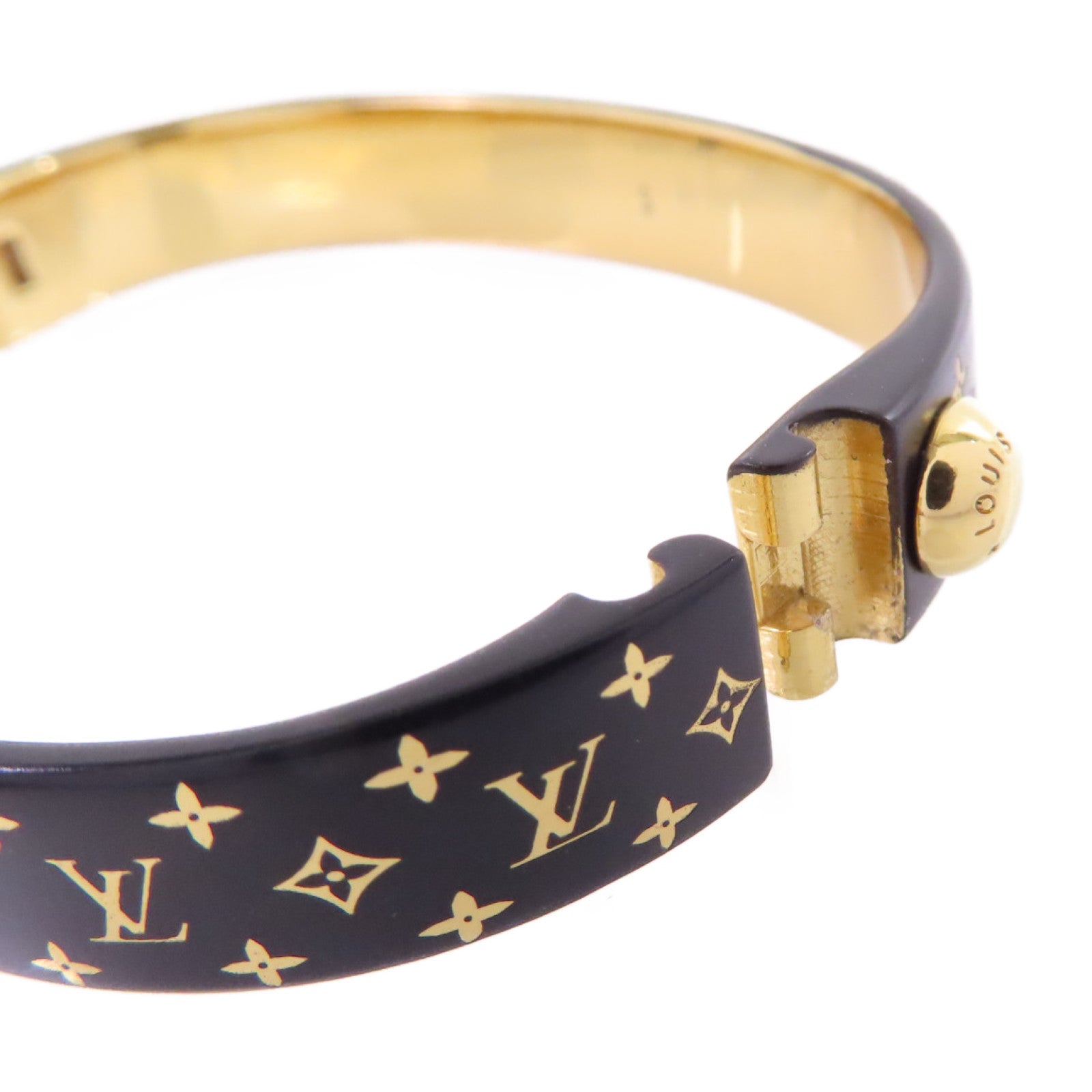 LOUIS VUITTON 金屬/Monogram Authentic LV Bangle手鐲黑色#S