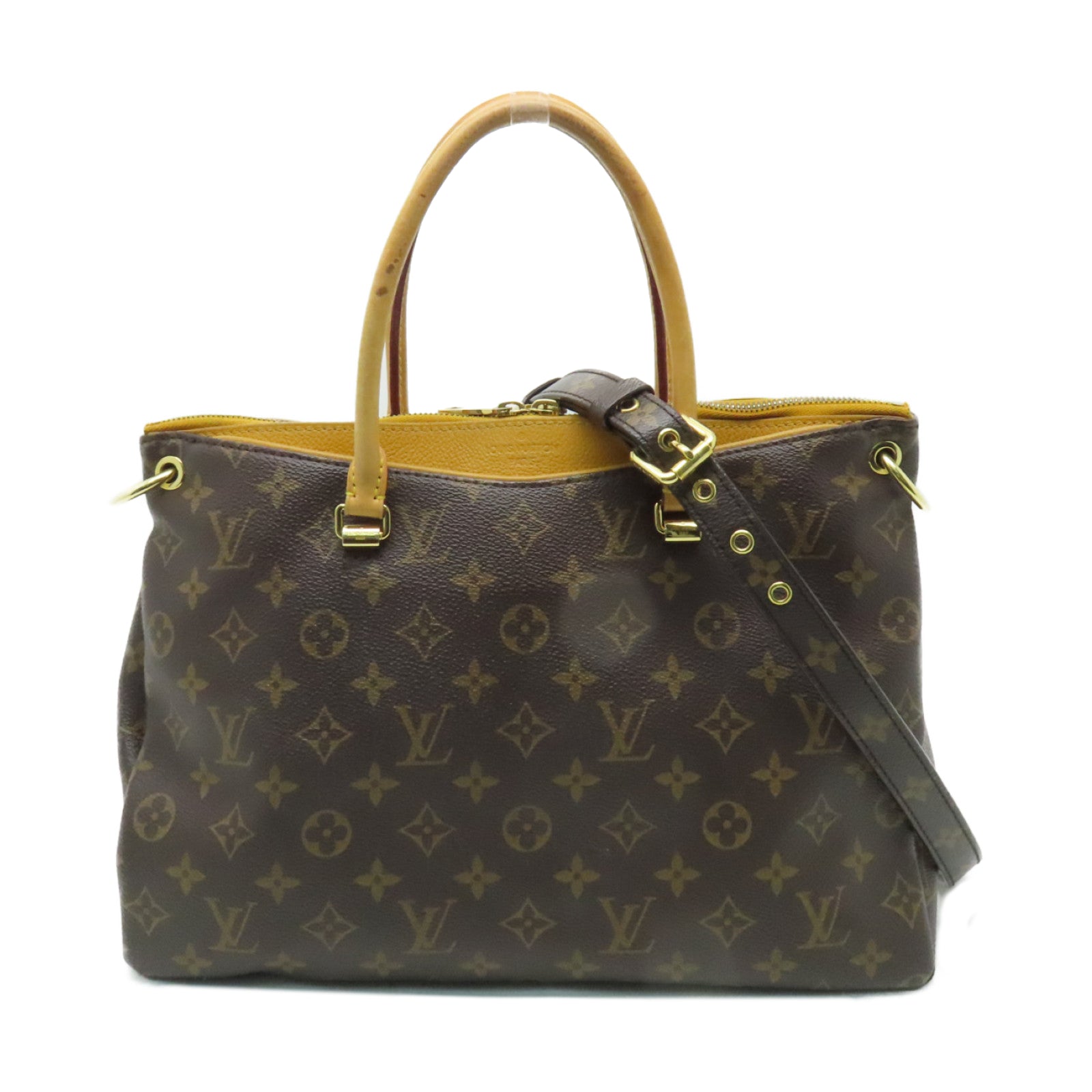 LOUIS VUITTON **【清倉大減價】Monogram皮革Pallas金扣肩背袋黃色/啡色