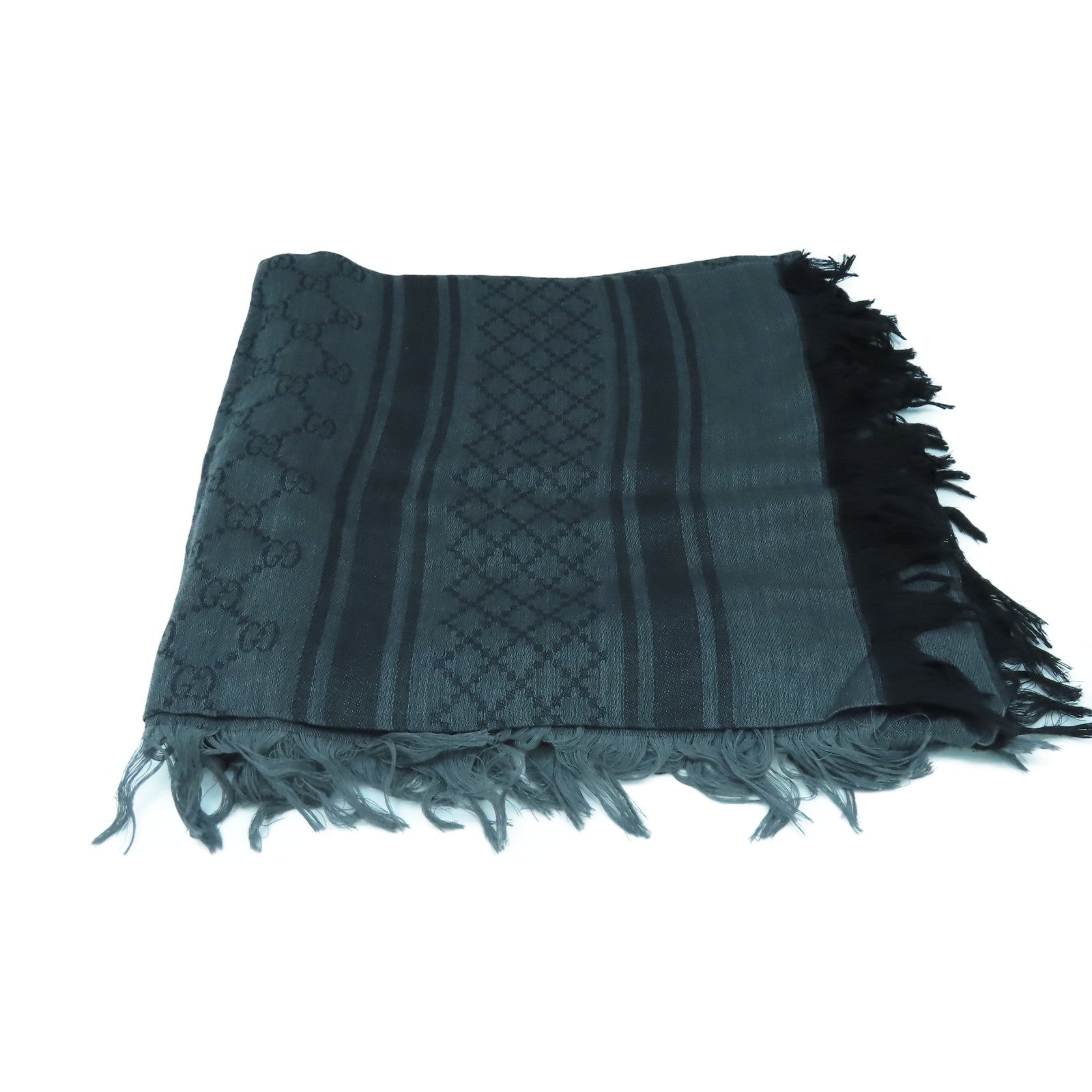 GUCCI 【激減優惠】絲質/羊毛Scarf 140x140絲巾灰色