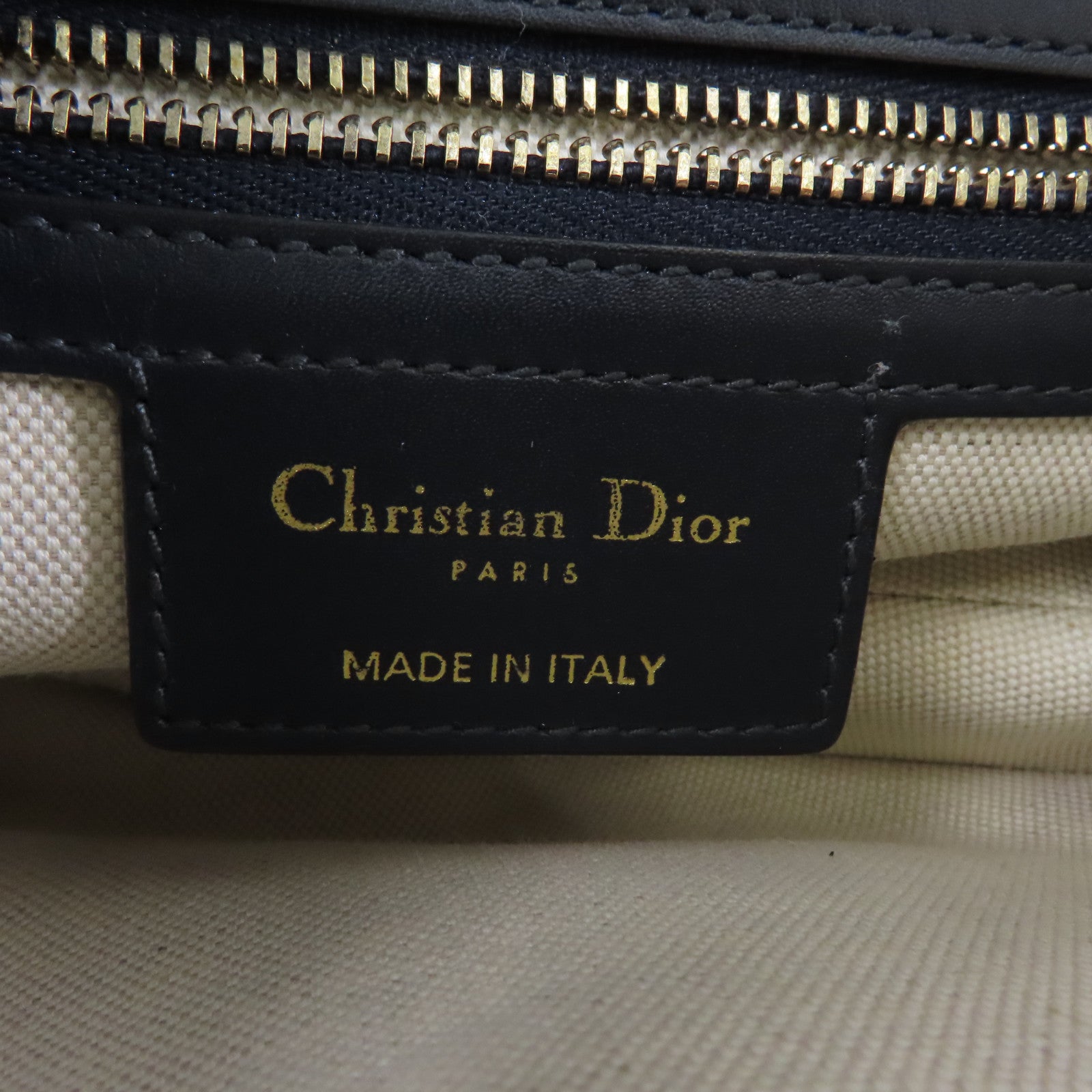 Dior 帆布Saddle金扣肩背袋深藍色