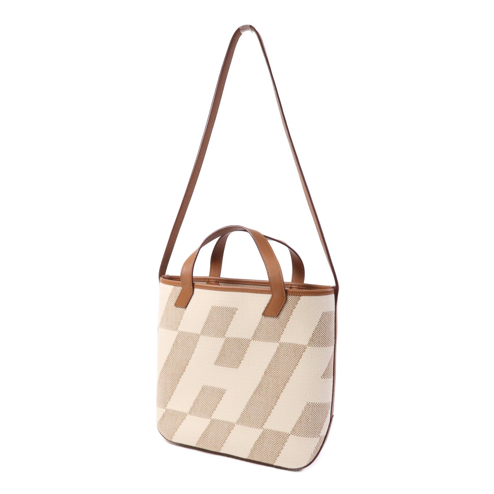 HERMES 帆布Cabas H En Biais 27手挽肩背兩用袋Gold