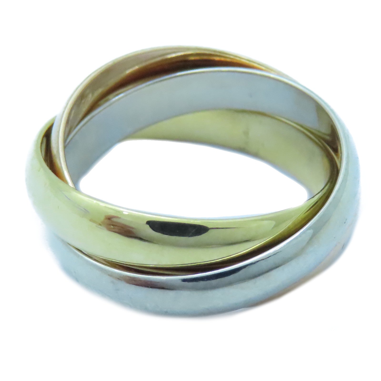 CARTIER 18K黃金/白金/玫瑰金Trinity戒指Cartier#50/US#5.25