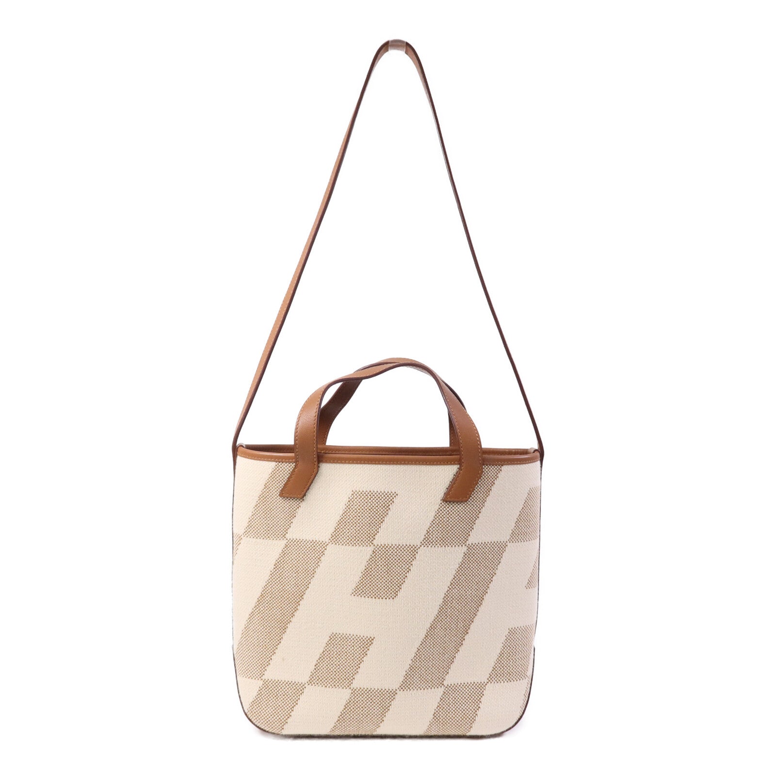 HERMES 帆布Cabas H En Biais 27手挽肩背兩用袋Gold