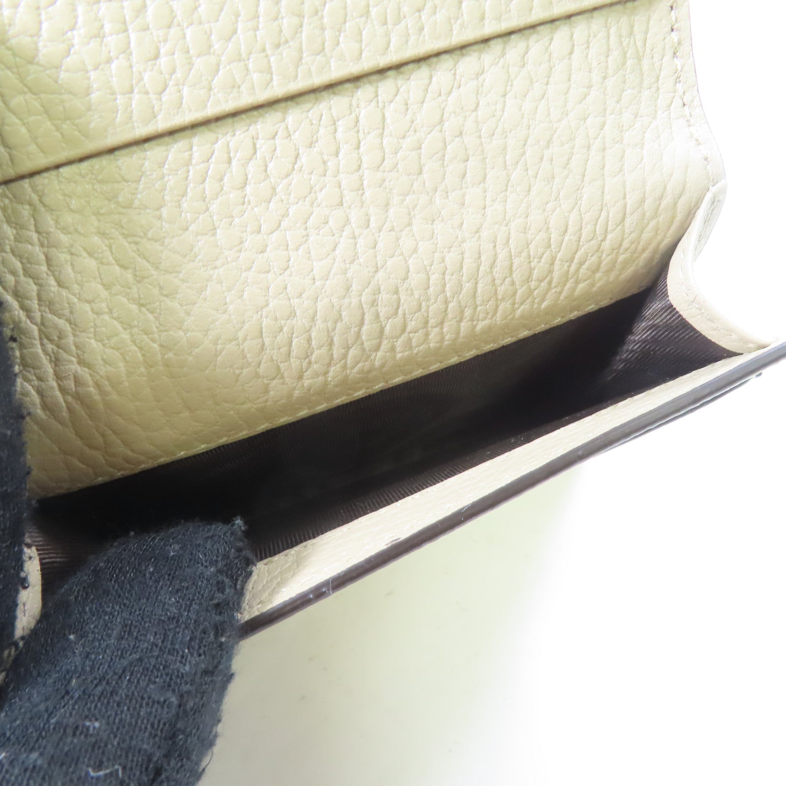 GUCCI 塗層帆布/牛皮皮革Card Case金扣錢包米色