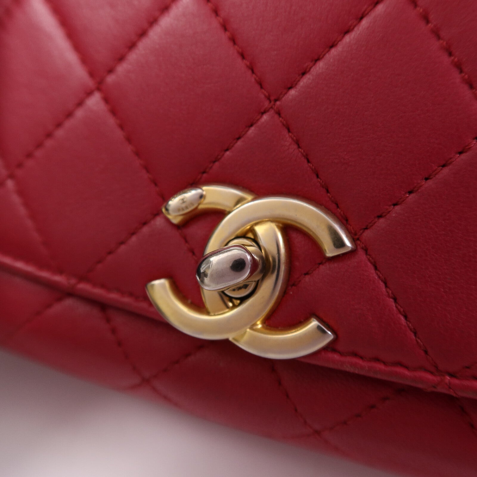 CHANEL 牛皮皮革Chain Shoulder Bag金扣鏈帶手挽肩背兩用袋