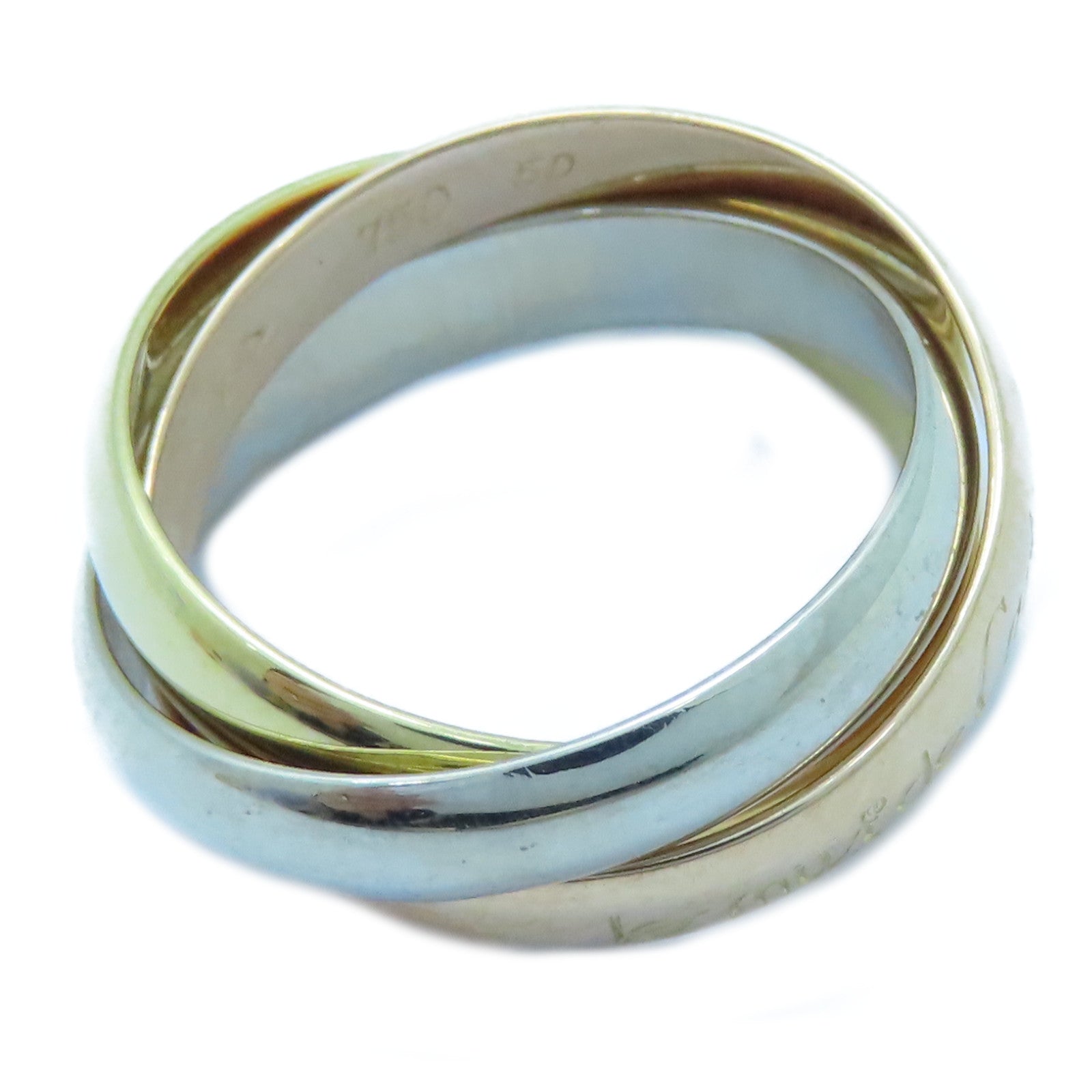 CARTIER 18K黃金/白金/玫瑰金Trinity戒指Cartier#50/US#5.25