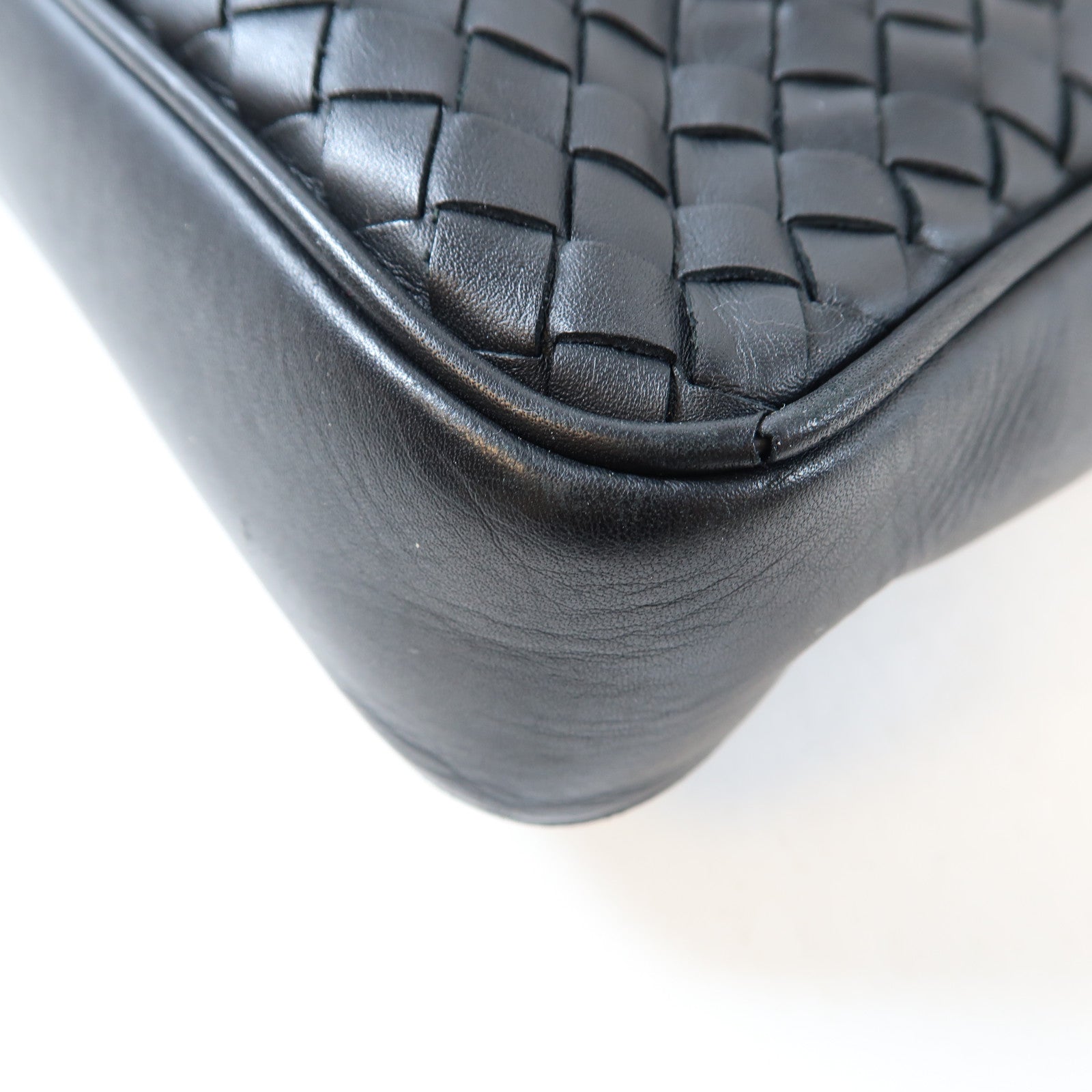 BOTTEGA VENETA 織紋牛皮皮革Shoulder Bag手挽肩背兩用袋黑色