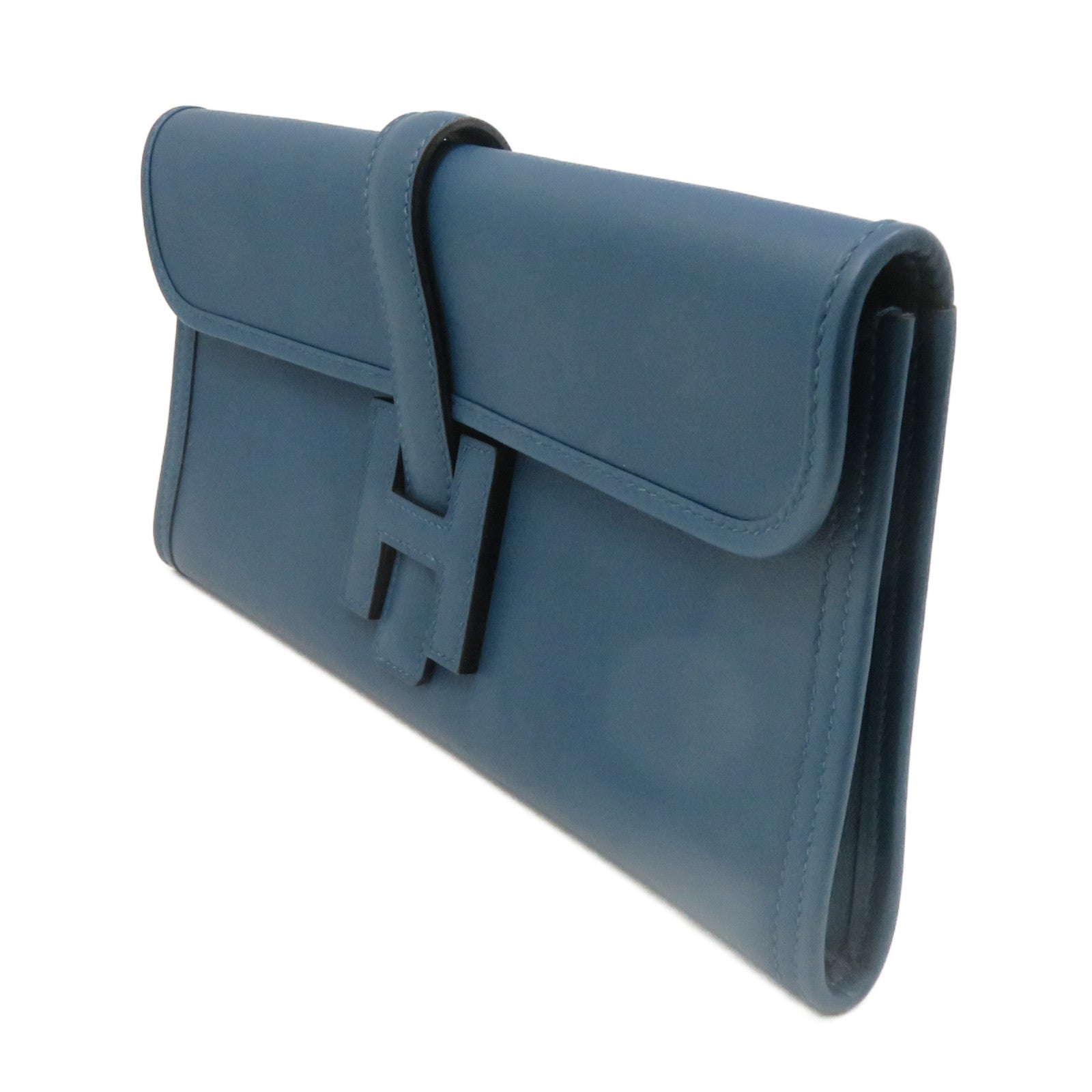HERMES Swift皮革Jije Clutch Bag手拿包藍綠色