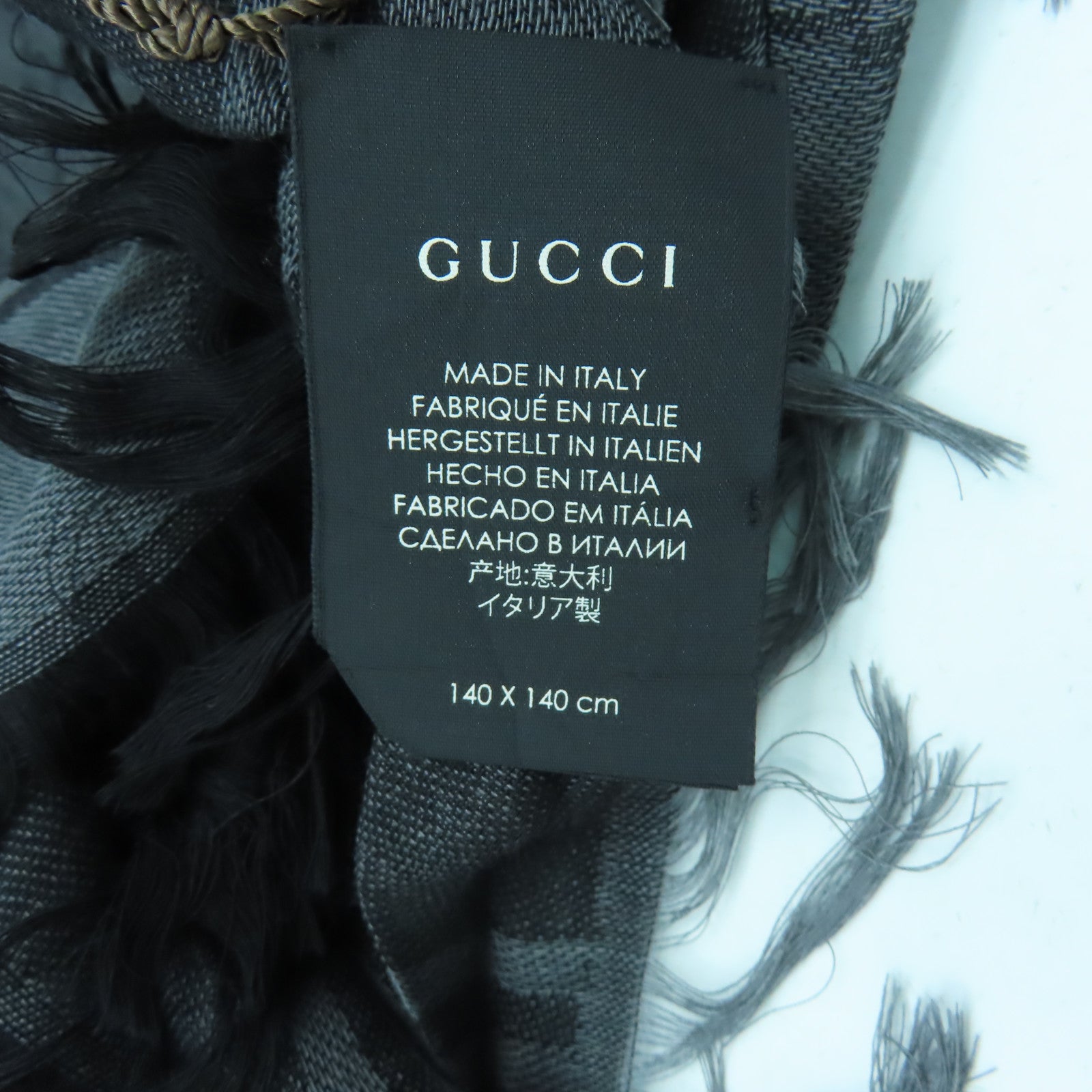 GUCCI 【激減優惠】絲質/羊毛Scarf 140x140絲巾灰色