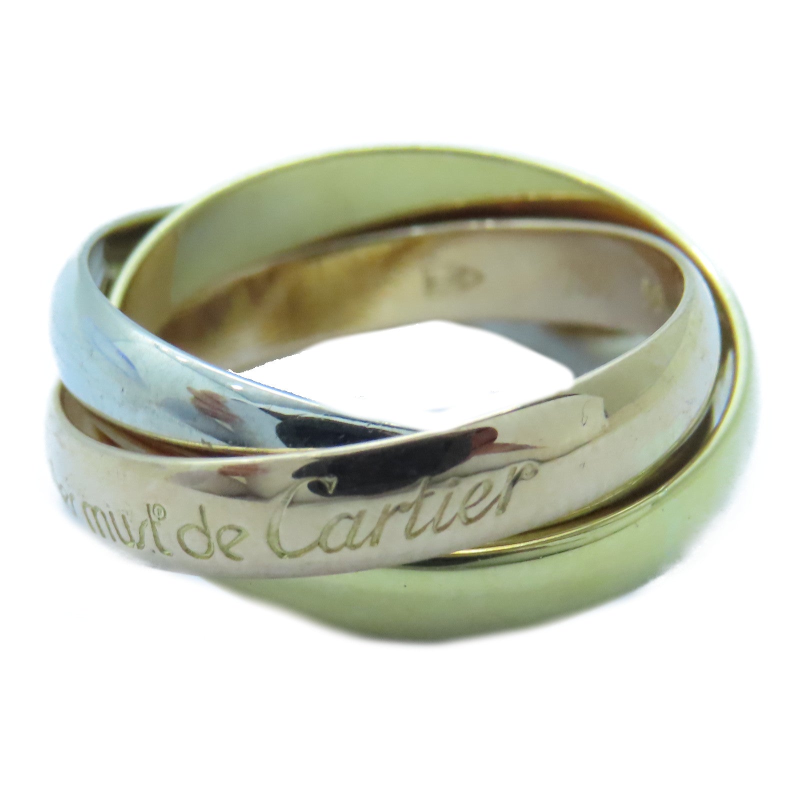 CARTIER 18K黃金/白金/玫瑰金Trinity戒指Cartier#50/US#5.25