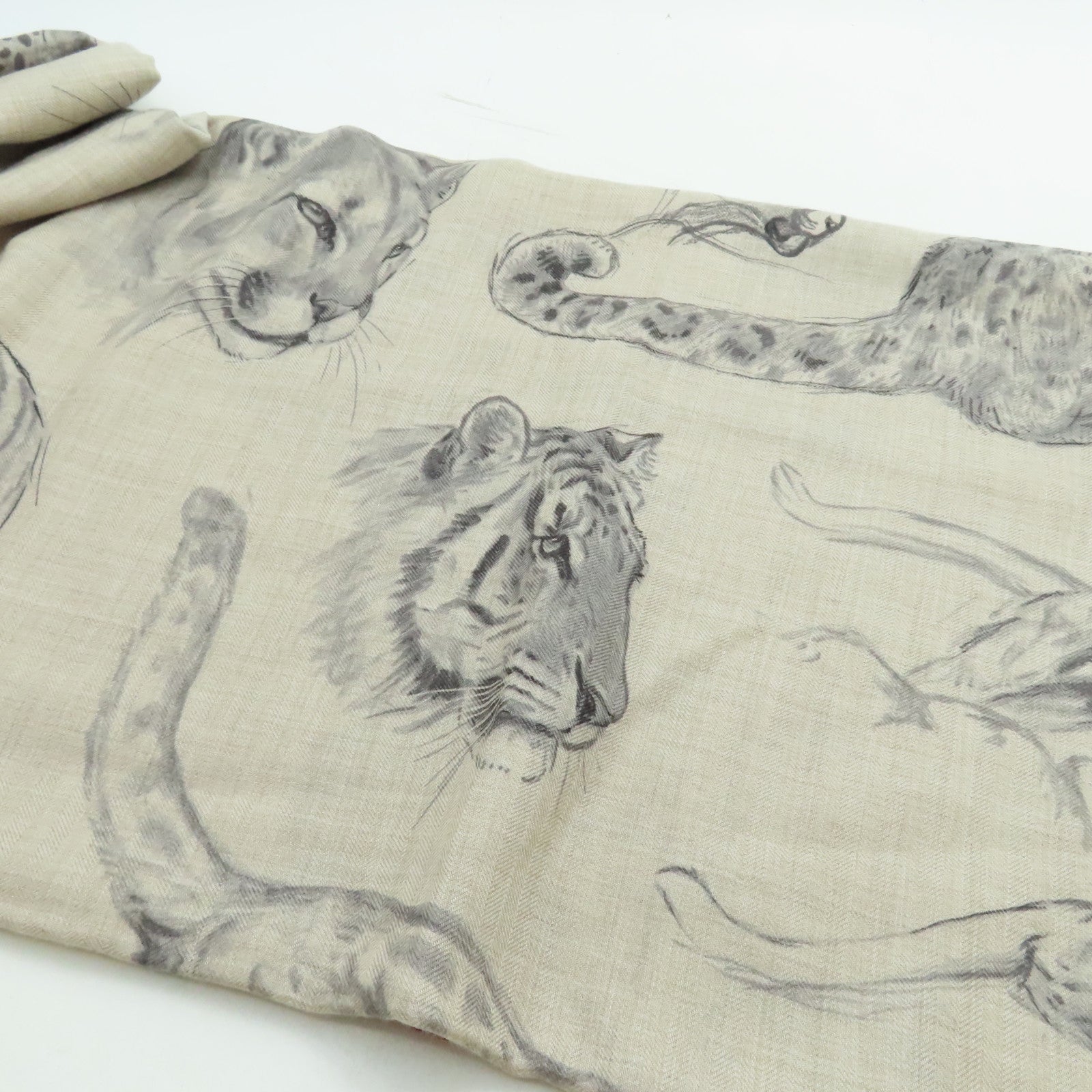 HERMES 羊絨/絲質Scarf圍巾灰色/紅色